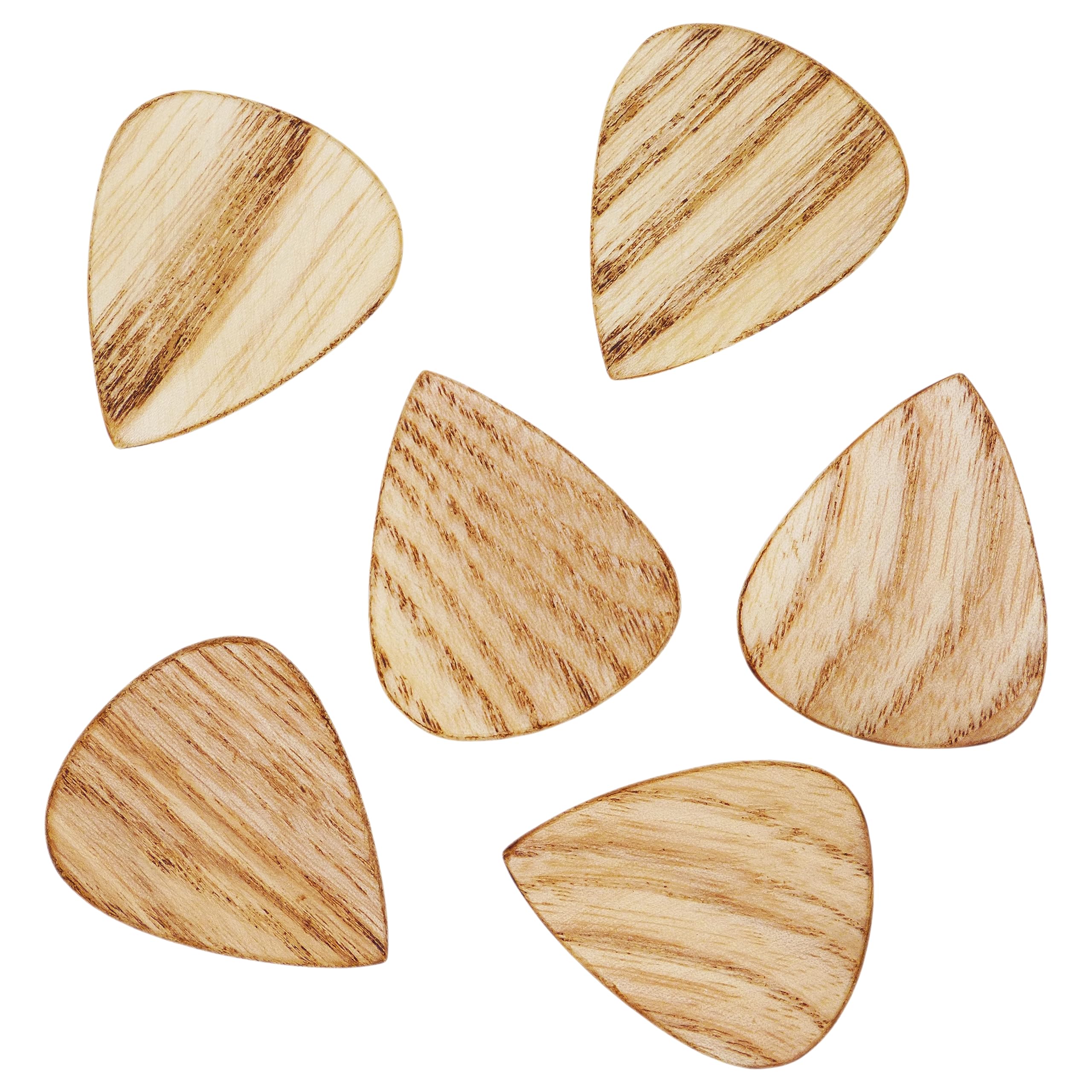 Ash Wood Guitar Or Bass Pick - 1.5 Mm Heavy Gauge - 351 Shape - Natural Finish Handmade Specialty Exotic Plectrum - 6 Pack New