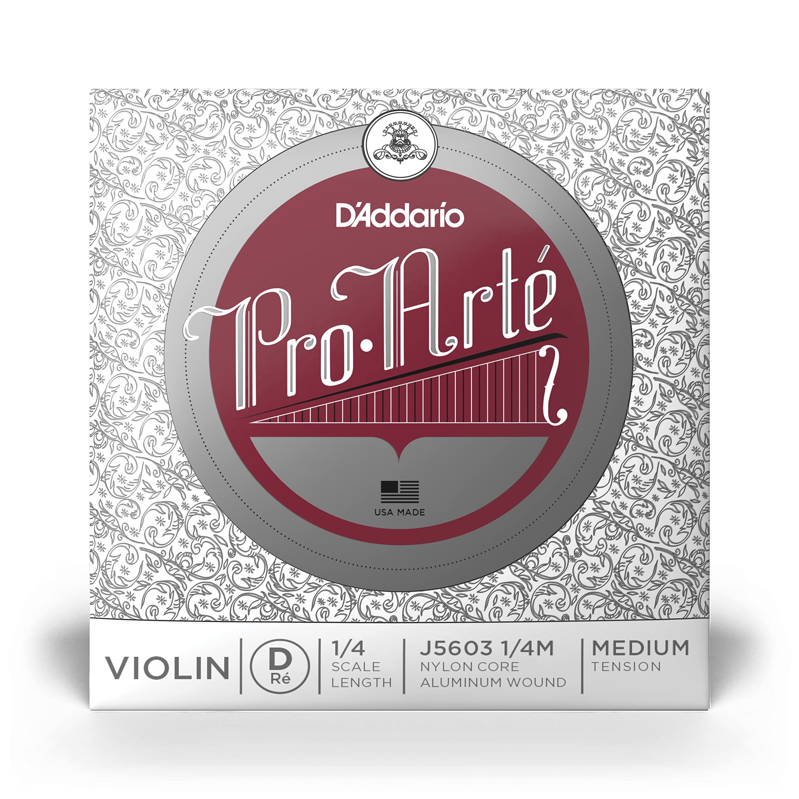 DAddario Pro-Arte Violin Single D String, 1/4 Scale, Medium Tension
