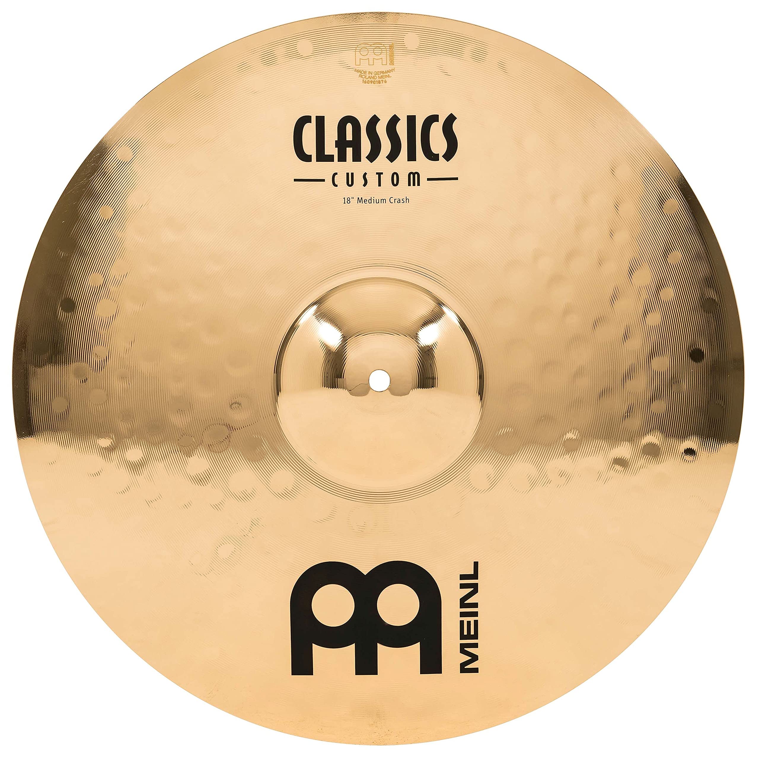 Meinl 18 Medium Crash Cymbal - Classics Custom Brilliant - Made in Germany, 2-YEAR WARRANTY (CC18MC-B)