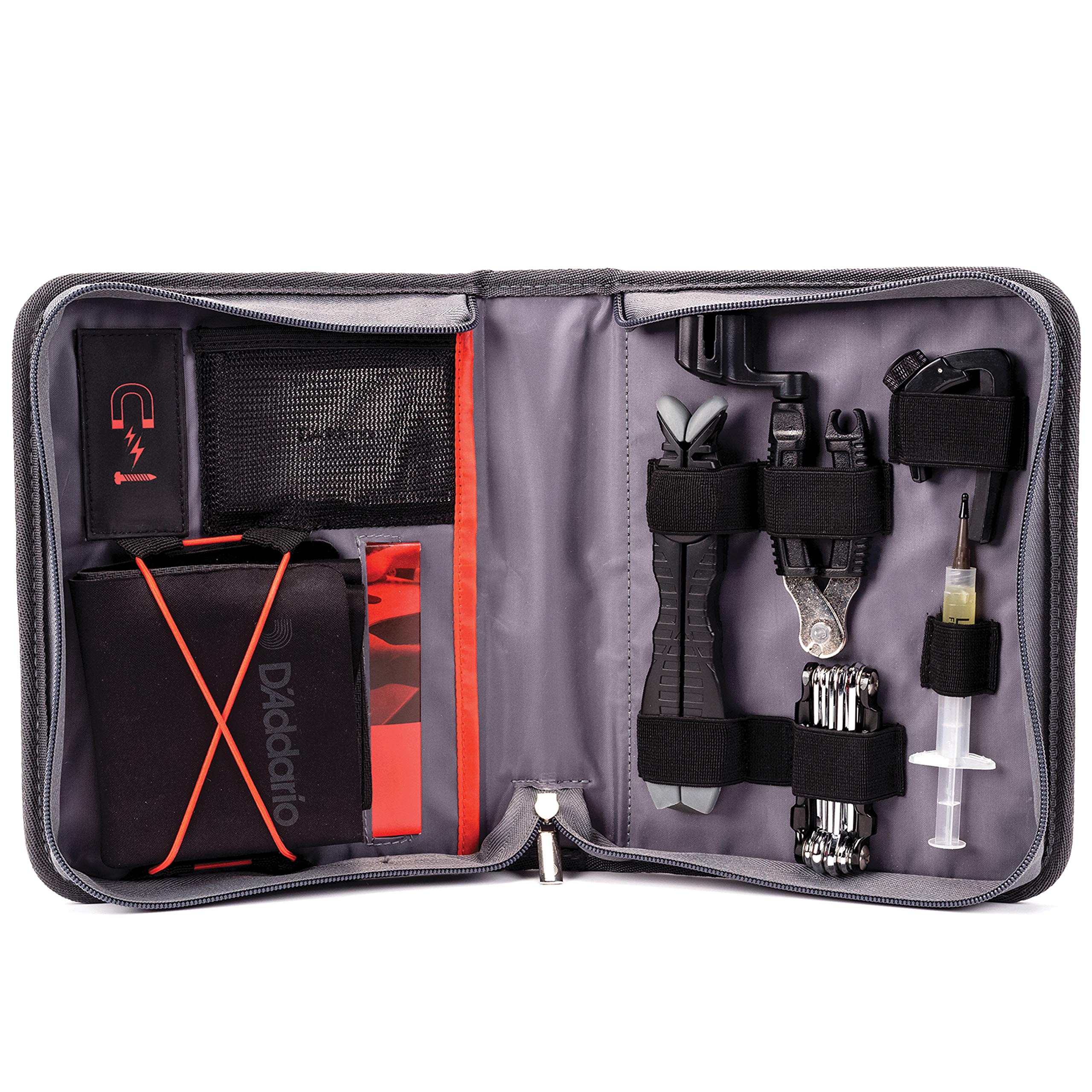D'Addario Accessories Guitar Maintenance Kit - Guitar Tool Kit - Guitar Setup Kit - Perfect Kit For Guitar Tech, Black