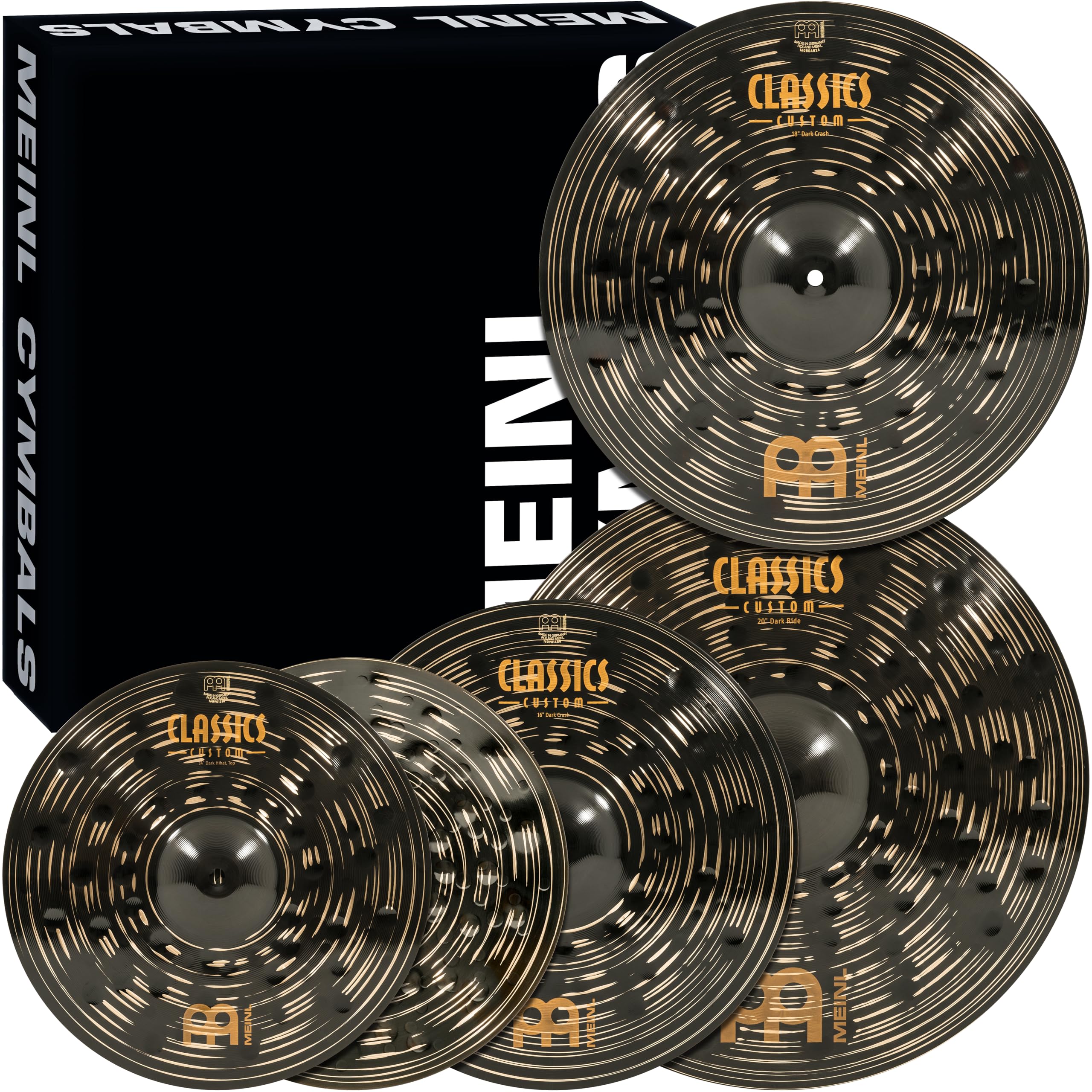 Meinl Cymbals Ccd460+18 Classics Custom Dark Pack Bonus Cymbal Box Set With Free 18 Dark Crash
