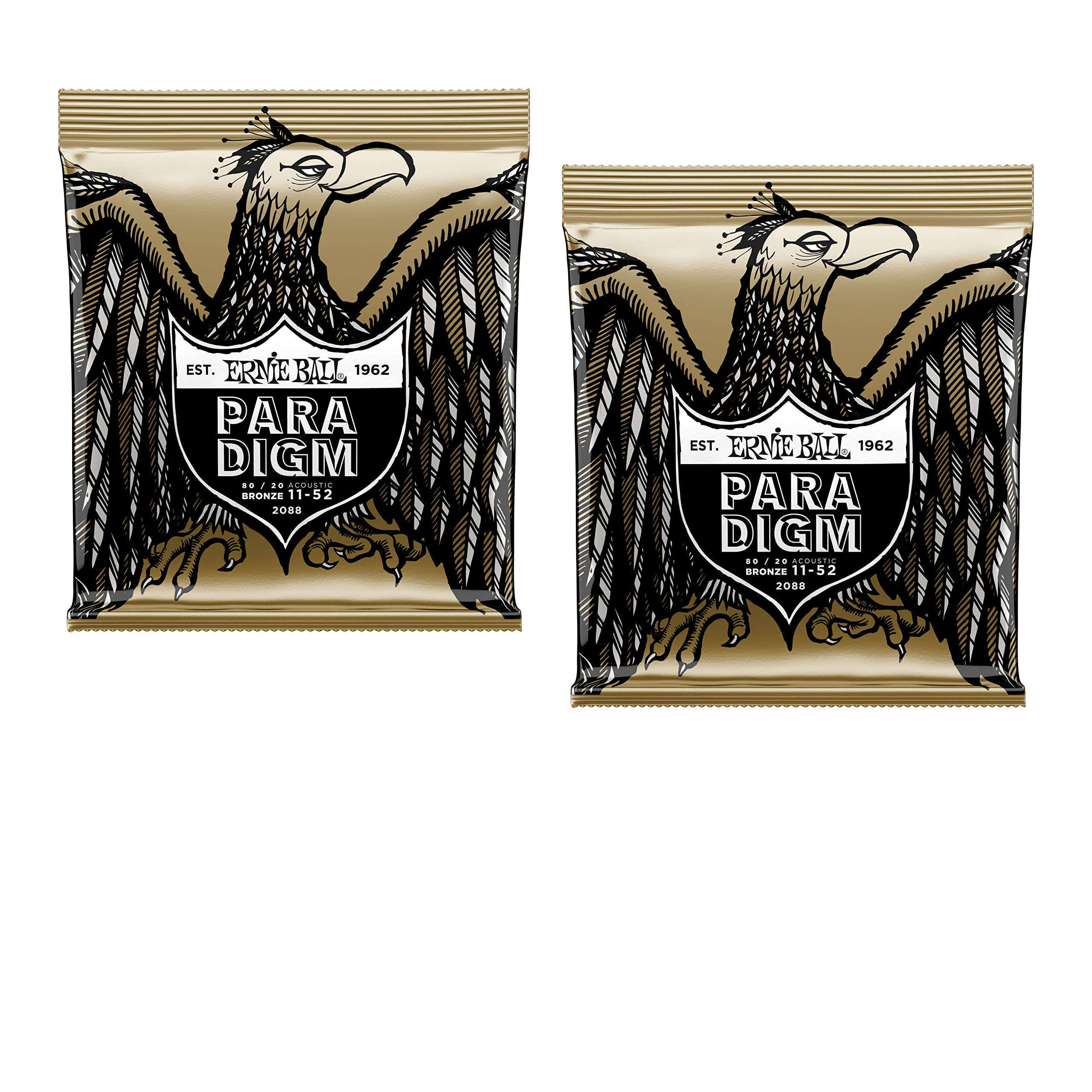 2 Pack Ernie Ball 2088 Paradigm 80/20 Bronze Acoustic Guitar Strings Light 11-52
