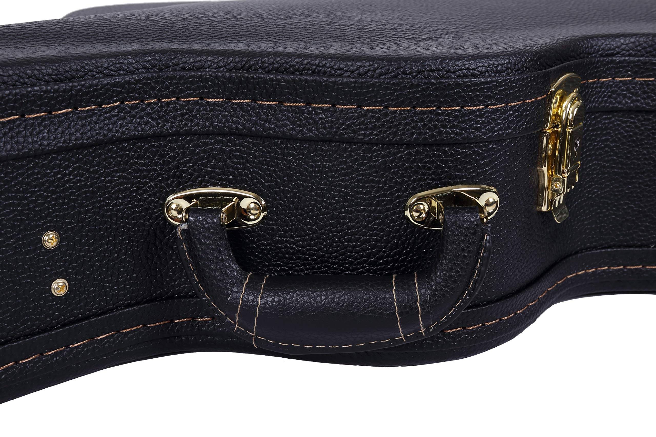 Crossrock Deluxe Wood Hard Case for OM/000 Guitar Case, Compatible to 4/4 Classical Guitar, Black(CRW600OMBK)