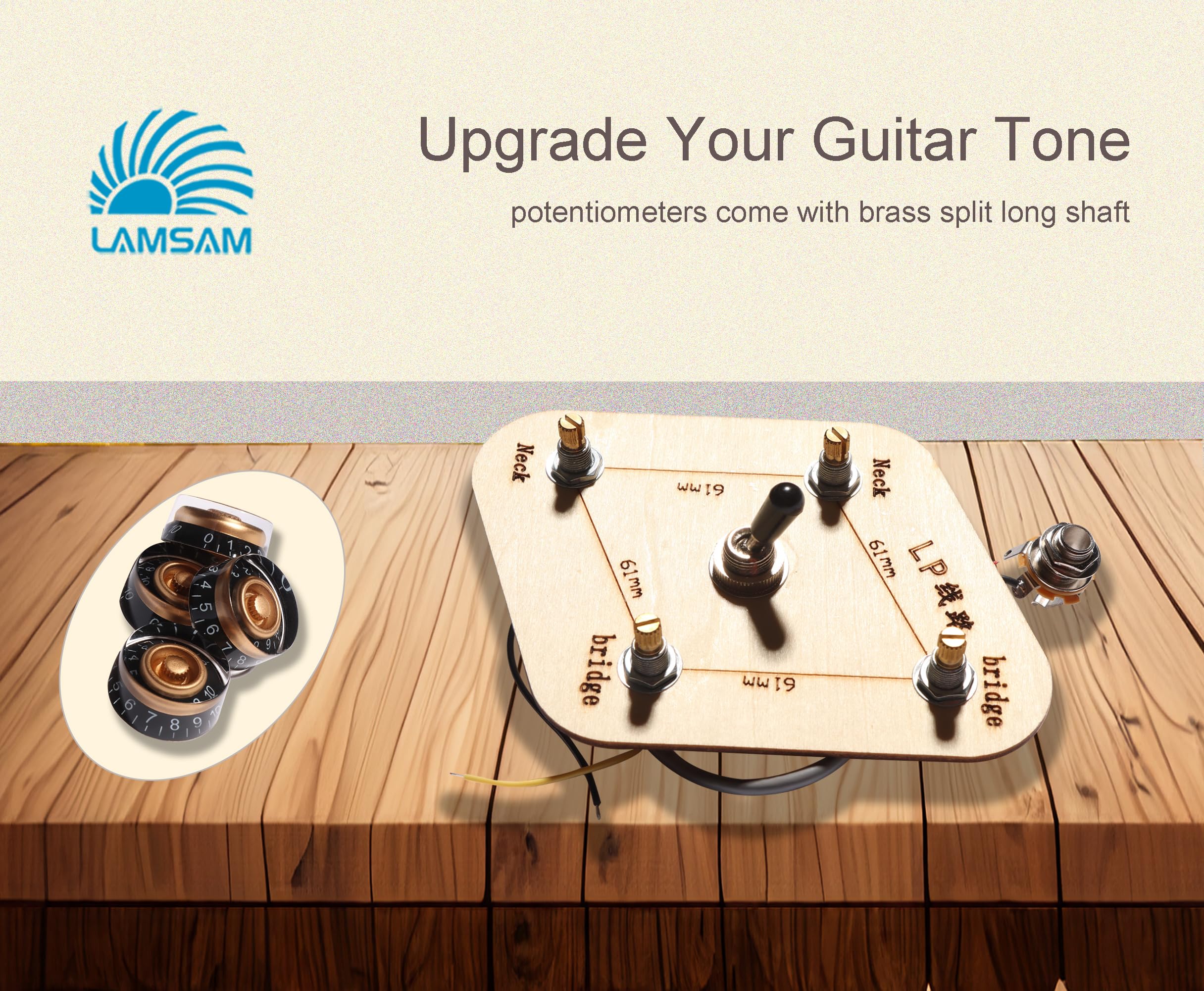 LAMSAM Prewired Wiring Harness for Guitars with Humbucker Pickups, Standard Wiring Kit with Potentiometers Orange Capacitors Tog