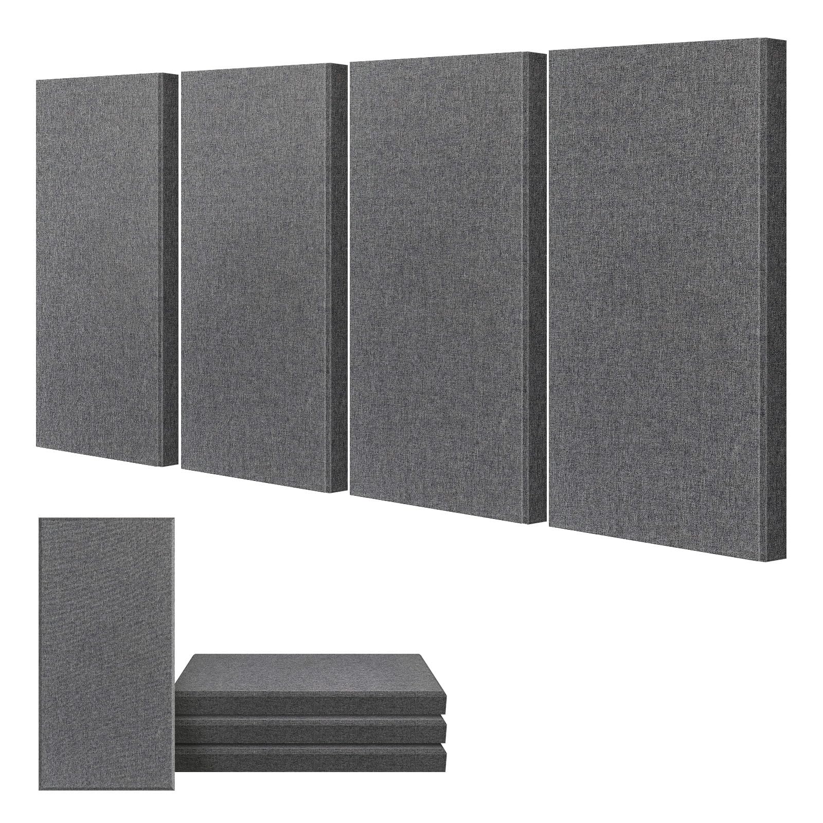Umiacoustics 4 Pcs Acoustic Panels, 2 Thick 23.6'' X 11.8'' Fiberglass Sound Absorbing Panels, Self-Adhesive Soundproof Panels F