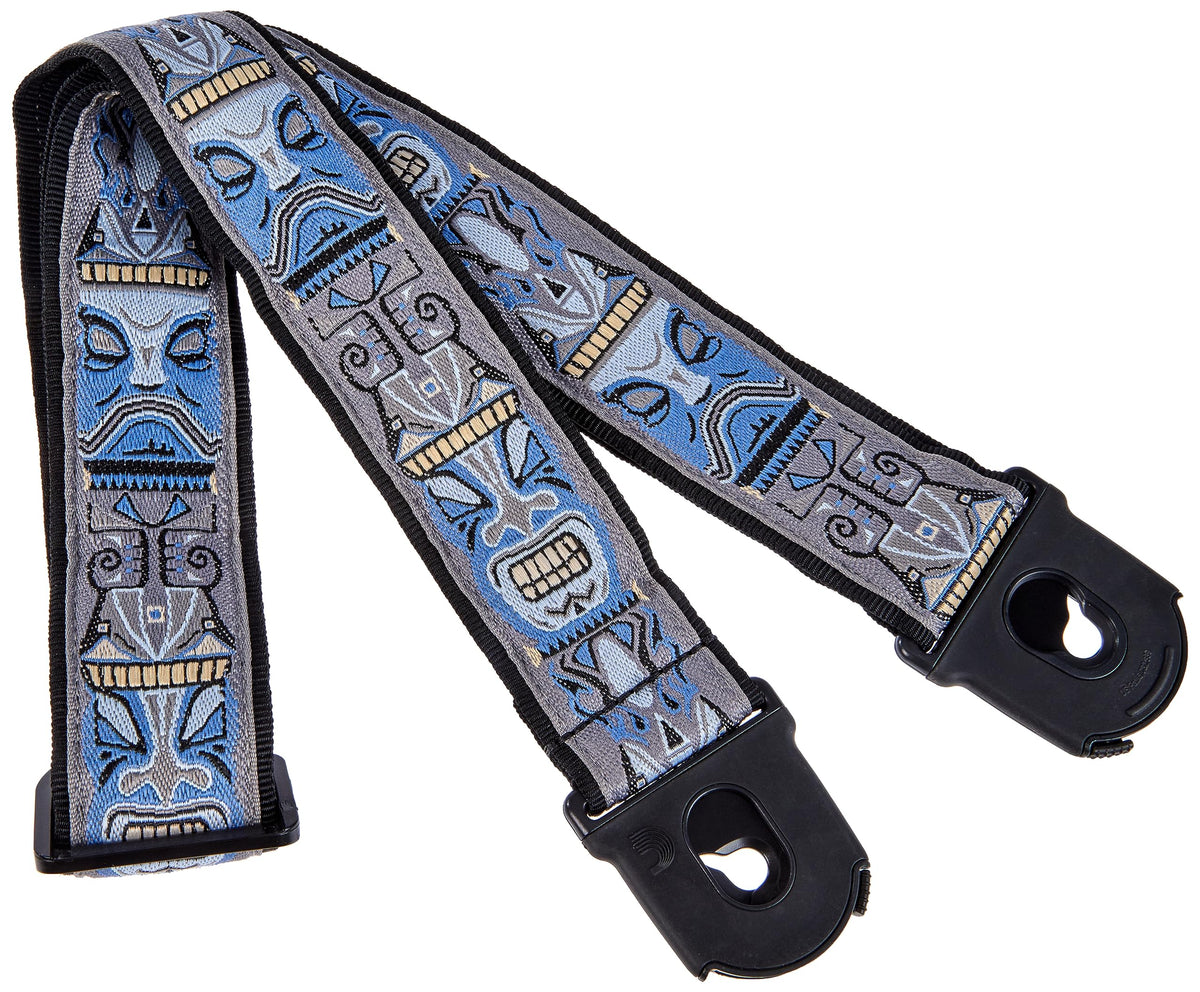 D'Addario Leather Locking Guitar Strap, Tiki