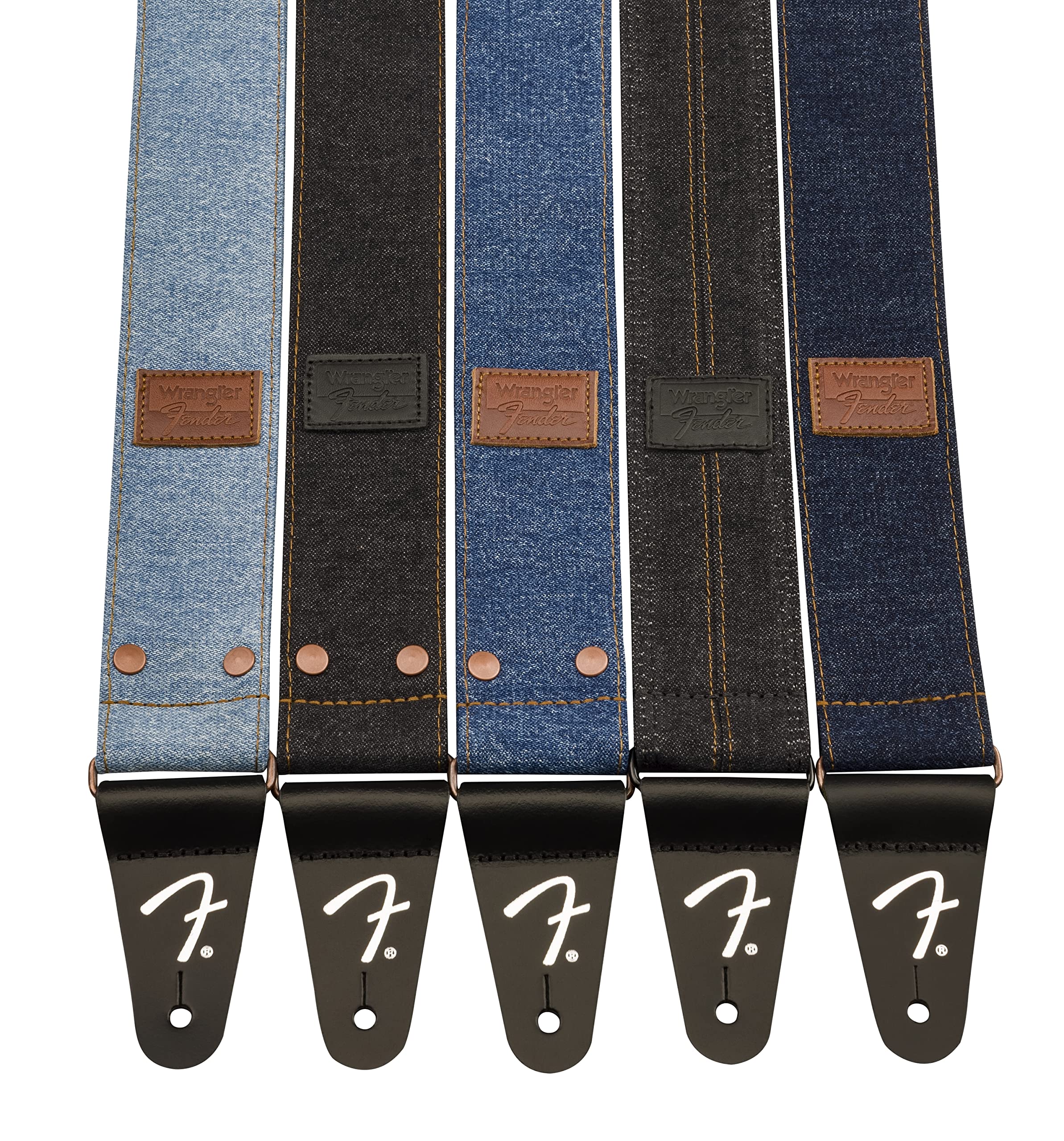 Fender x Wrangler Riveted Denim Guitar Strap, Indigo