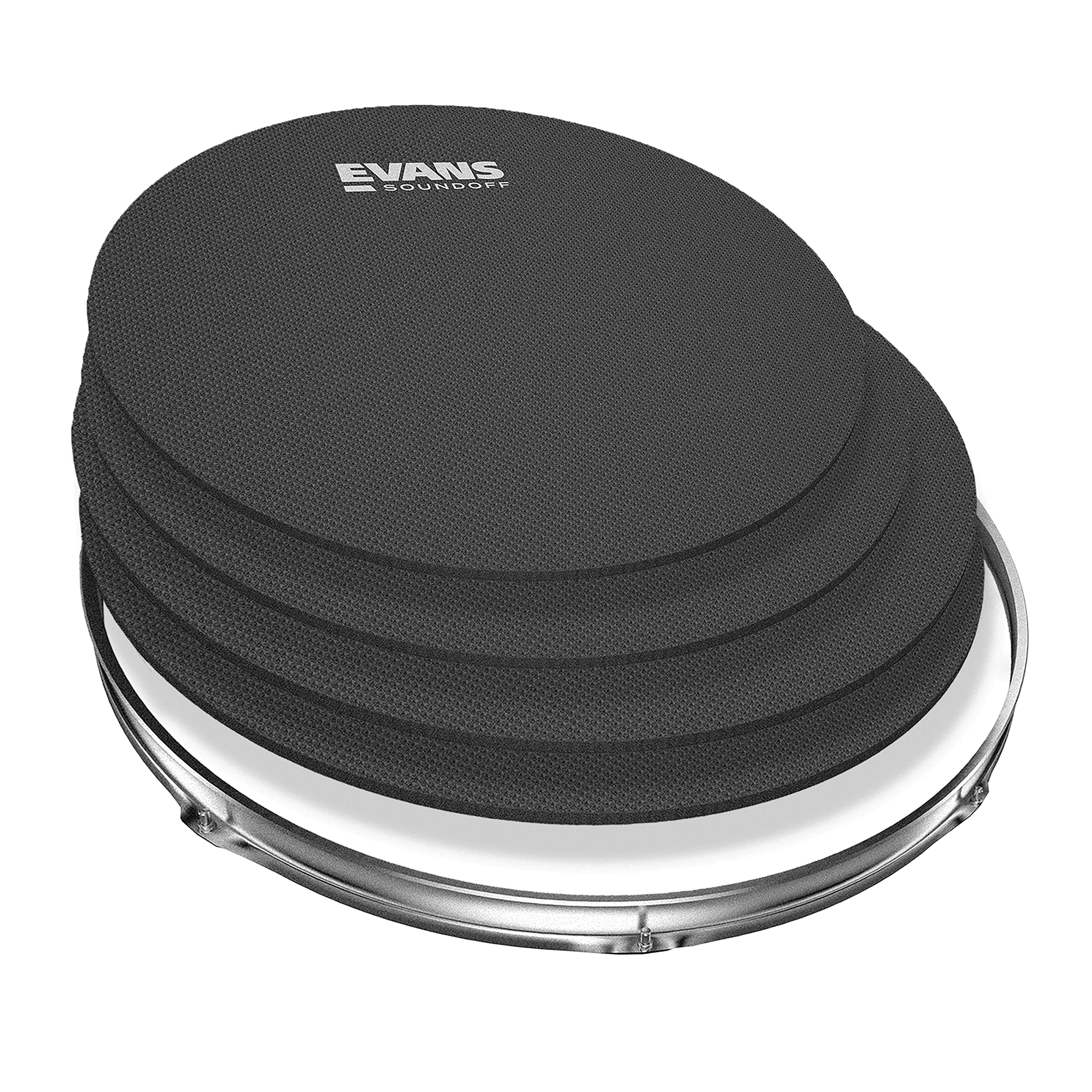 Evans Soundoff Drum Mute Pads - Full Box Drum Pad Set - Drum Mutes Pack - 4 Tom/Snares - Great for Silencing Drum Kits to Practi