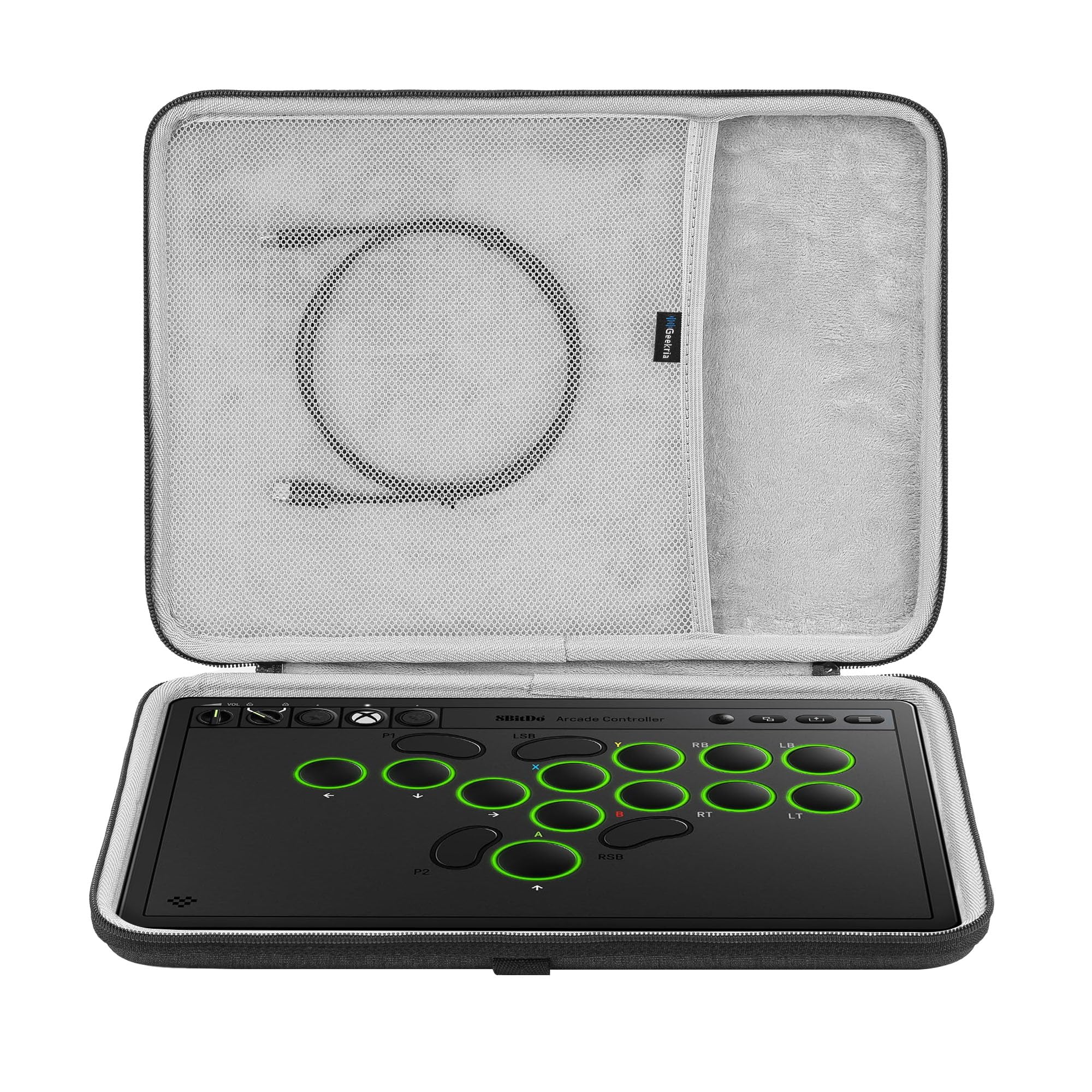 Geekria Hard Shell Travel Carrying Case Compatible with Razer Kitsune / 8BitDo All-Button Arcade Controller (Dark Grey)