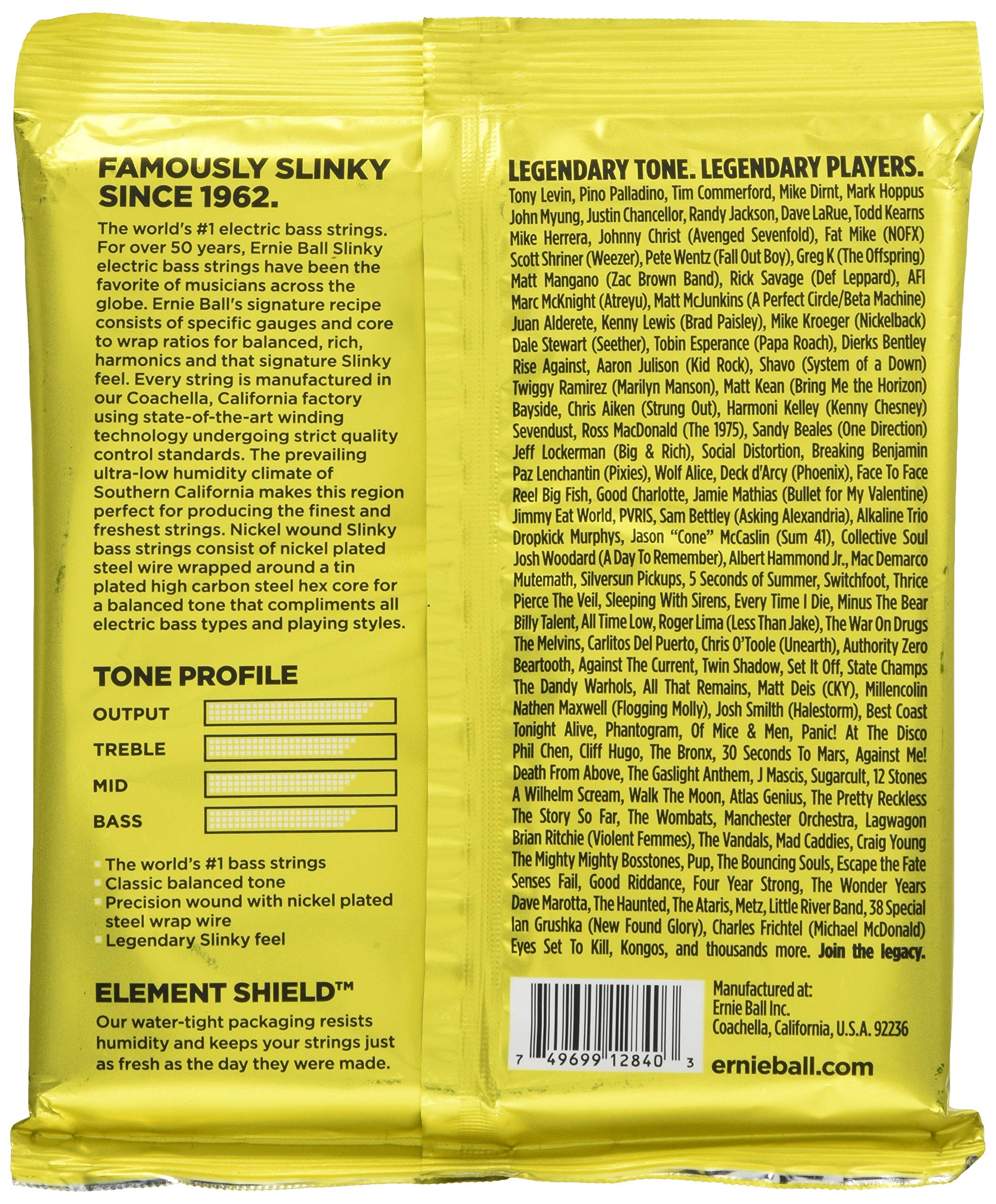 Ernie Ball Beefy Slinky Nickel Wound Bass Guitar Strings, 65-130 Gauge (P02840)