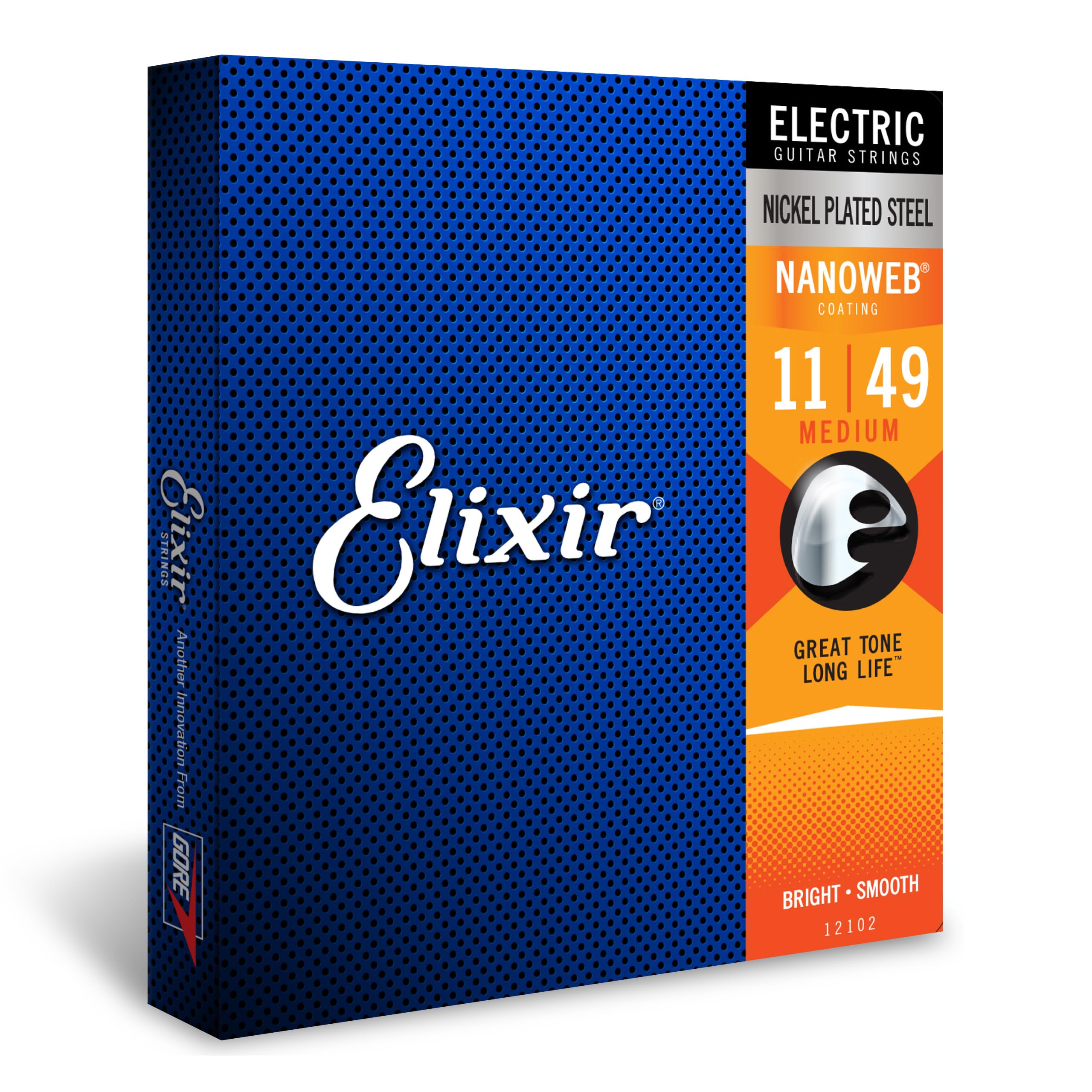 Elixir Strings, Electric Guitar Strings, Nickel Plated Steel With Nanoweb Coating, Longest-Lasting Bright Tone With Comfortable