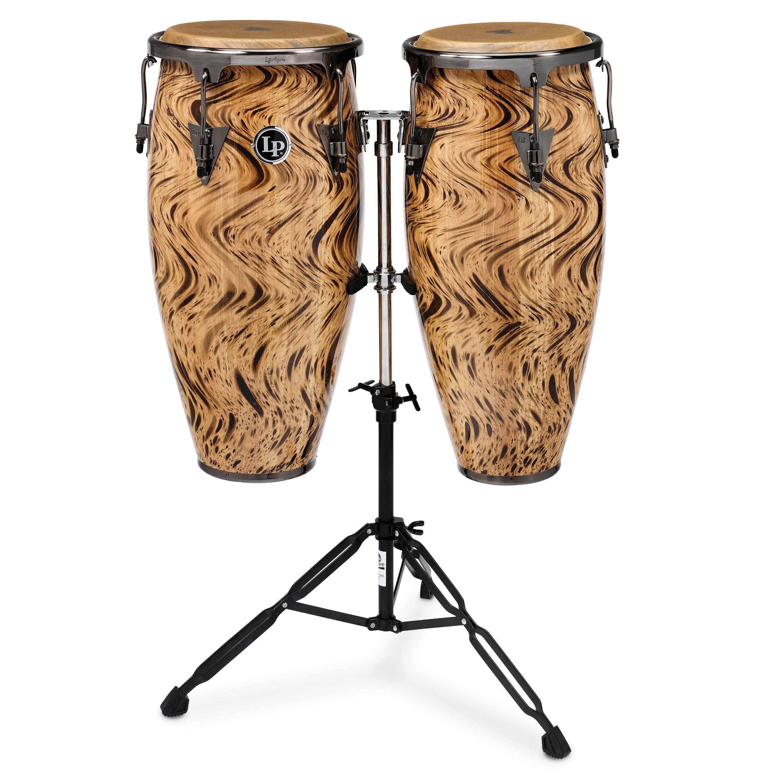 Latin Percussion Aspire 10 and 11 Set with Double Conga Stand Drum, Havana Caf  , 10 inch and 11 inch (LPA646-HC)