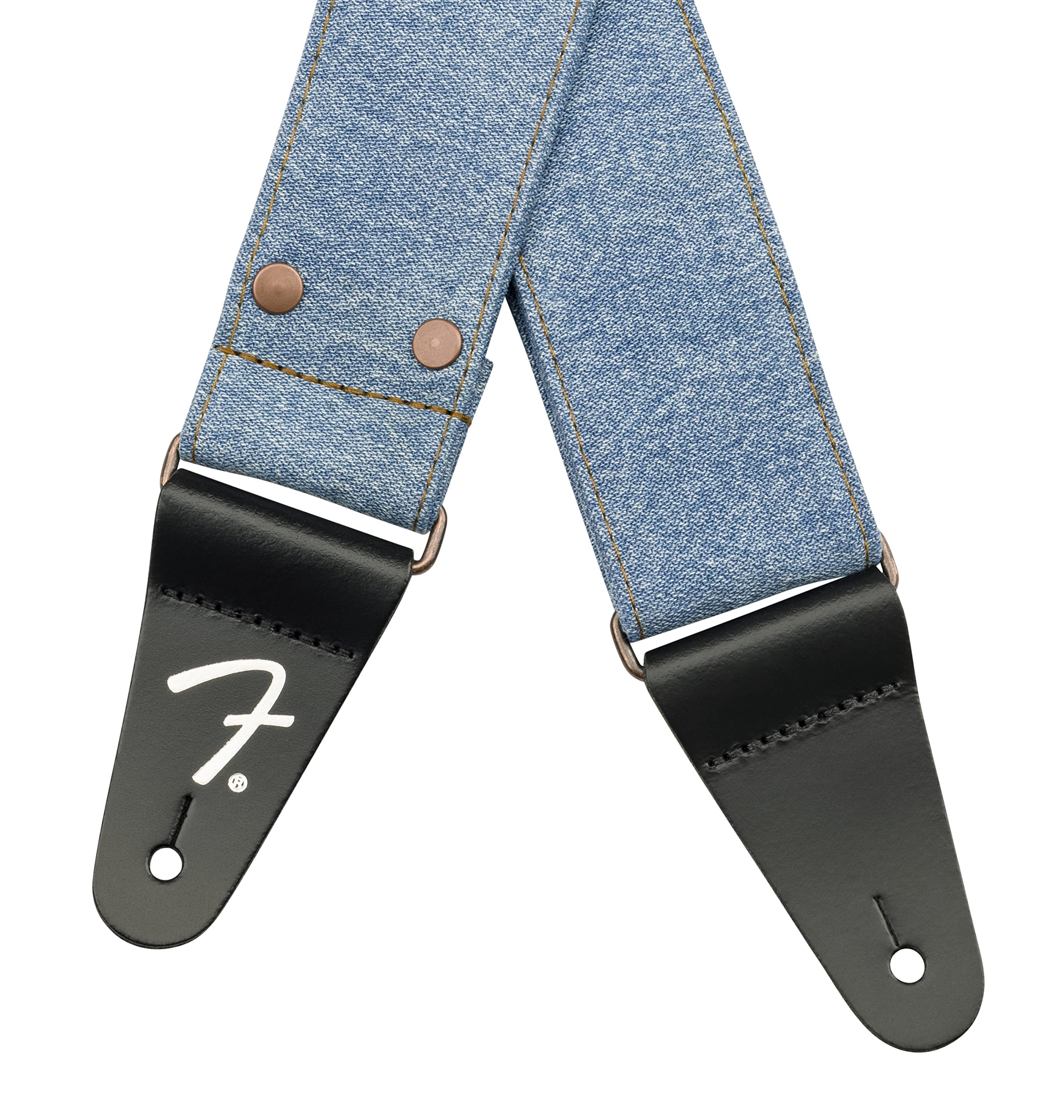 Fender x Wrangler Riveted Denim Strap, Guitar Accessories, Light Indigo, Medium