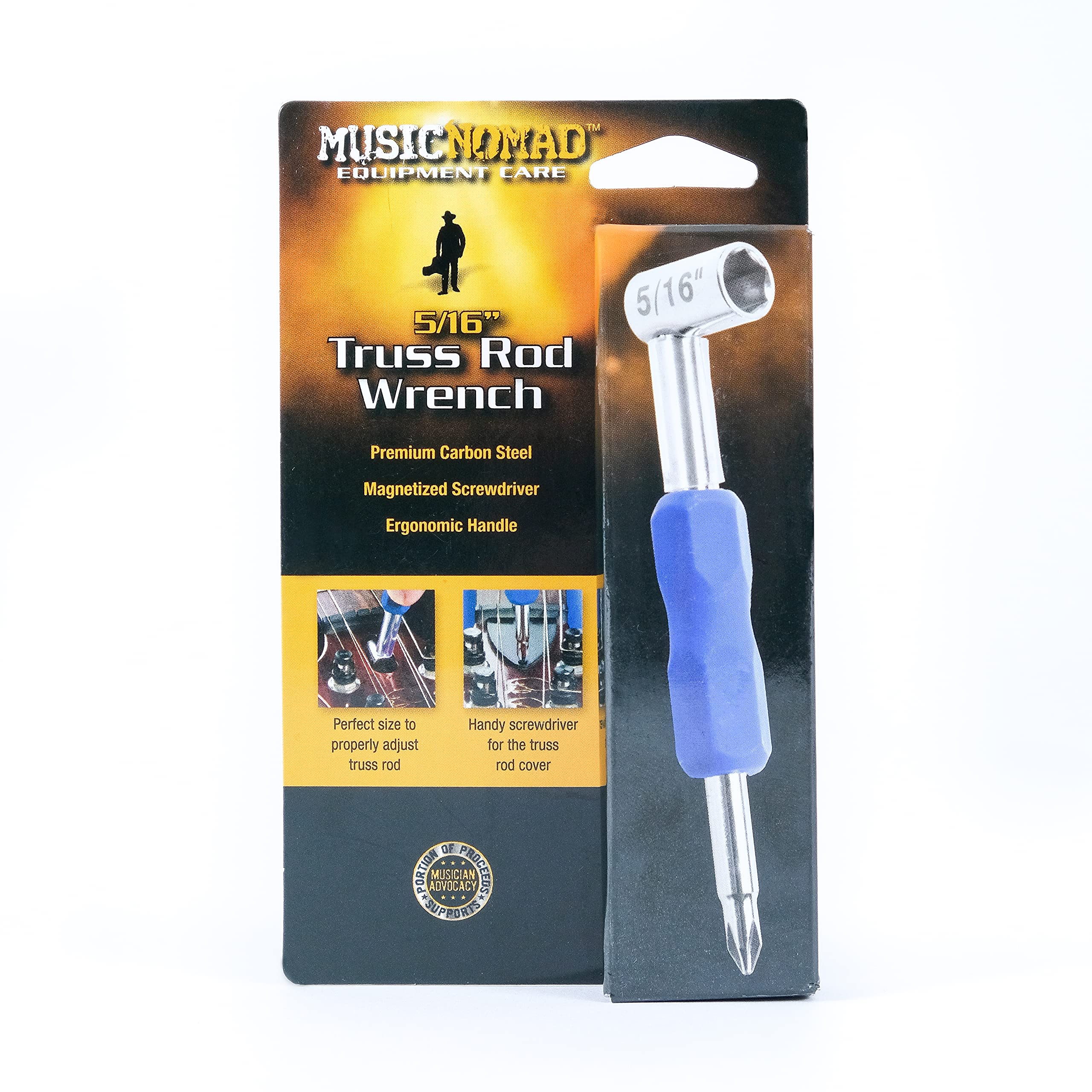MusicNomad MN232 Premium Truss Rod Wrench - 5/16'', Plus Magnetized Screwdriver