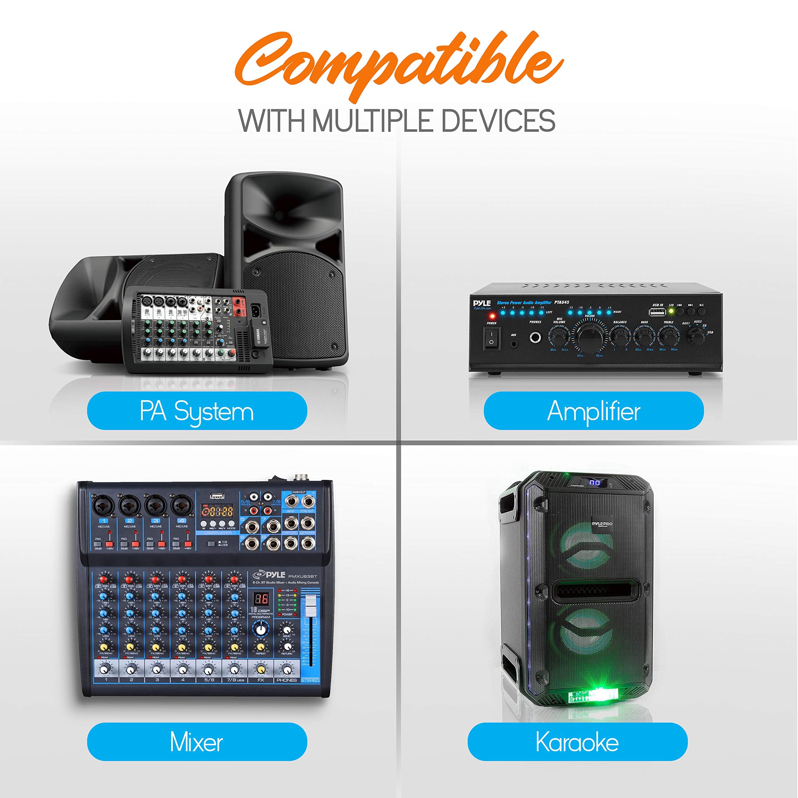 pyle 2-Channel VHF Wireless System-Battery Operated, Handheld Microphone & One Belt Pack Transmitter with Headset Mic, Rack Moun
