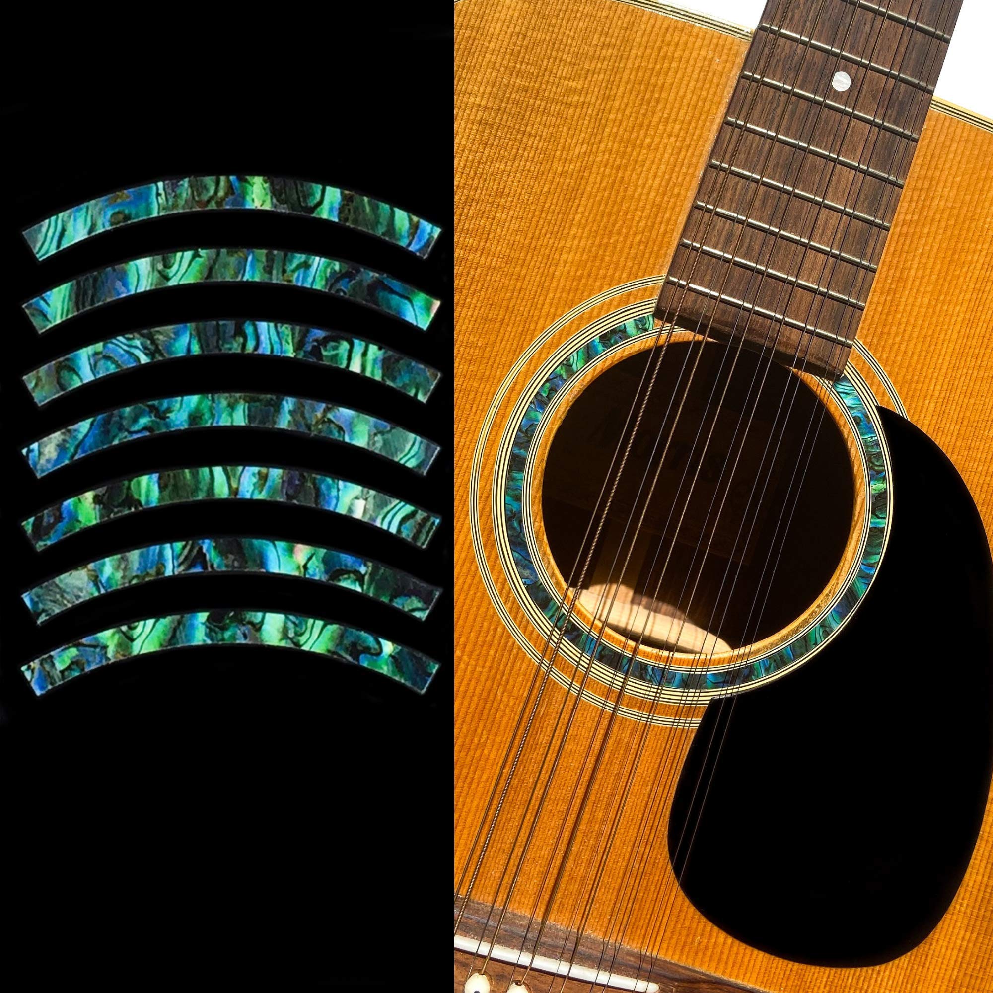 Inlay Stickers For Acoustic Guitars - Soundhole Rosette/Purfling - Stripe - Abalone Green