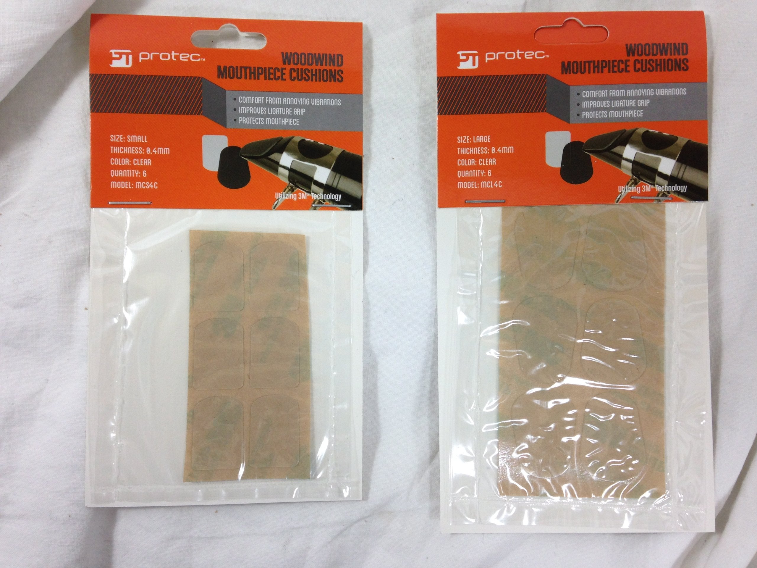 Protec Woodwind Mouthpiece Cushions, 6-Pack, Size Small, Thin (.4mm), Clear, Model MCS4C