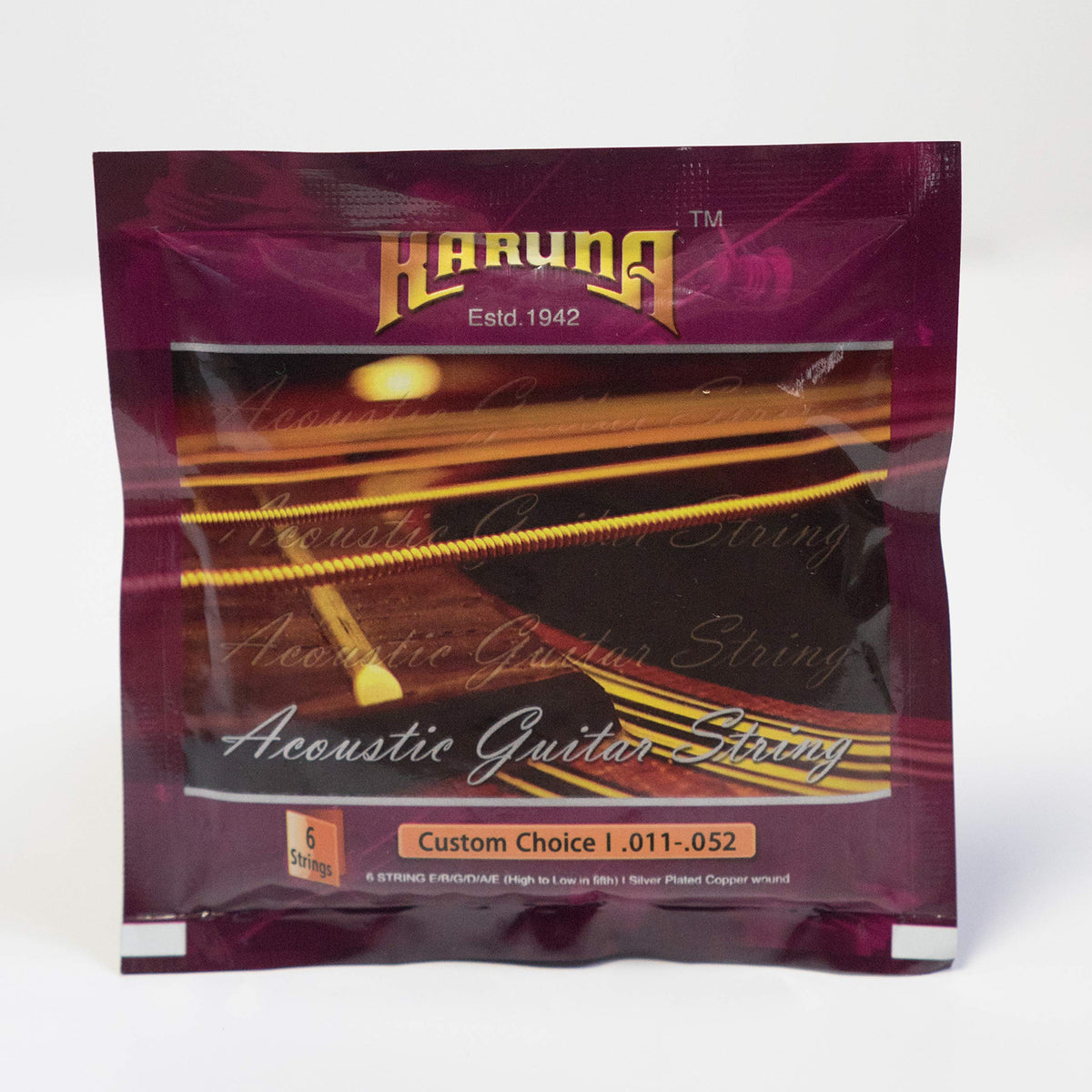 Karuna Silver Plated Silk & Steel Acoustic Guitar Strings - Custom Choice I (.011-.052). Pure Silk Adds The Extra Texture To The
