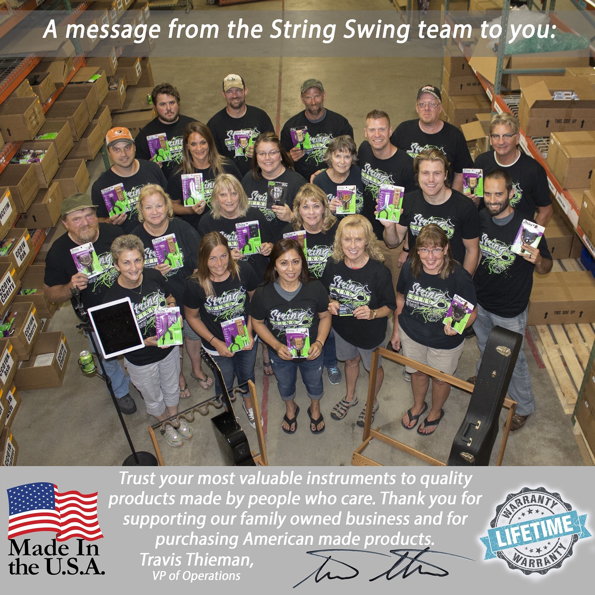 String Swing SH01 Mic Stand Drink Holder for Coffee Travel Mug and Water Bottle - Made in USA Black