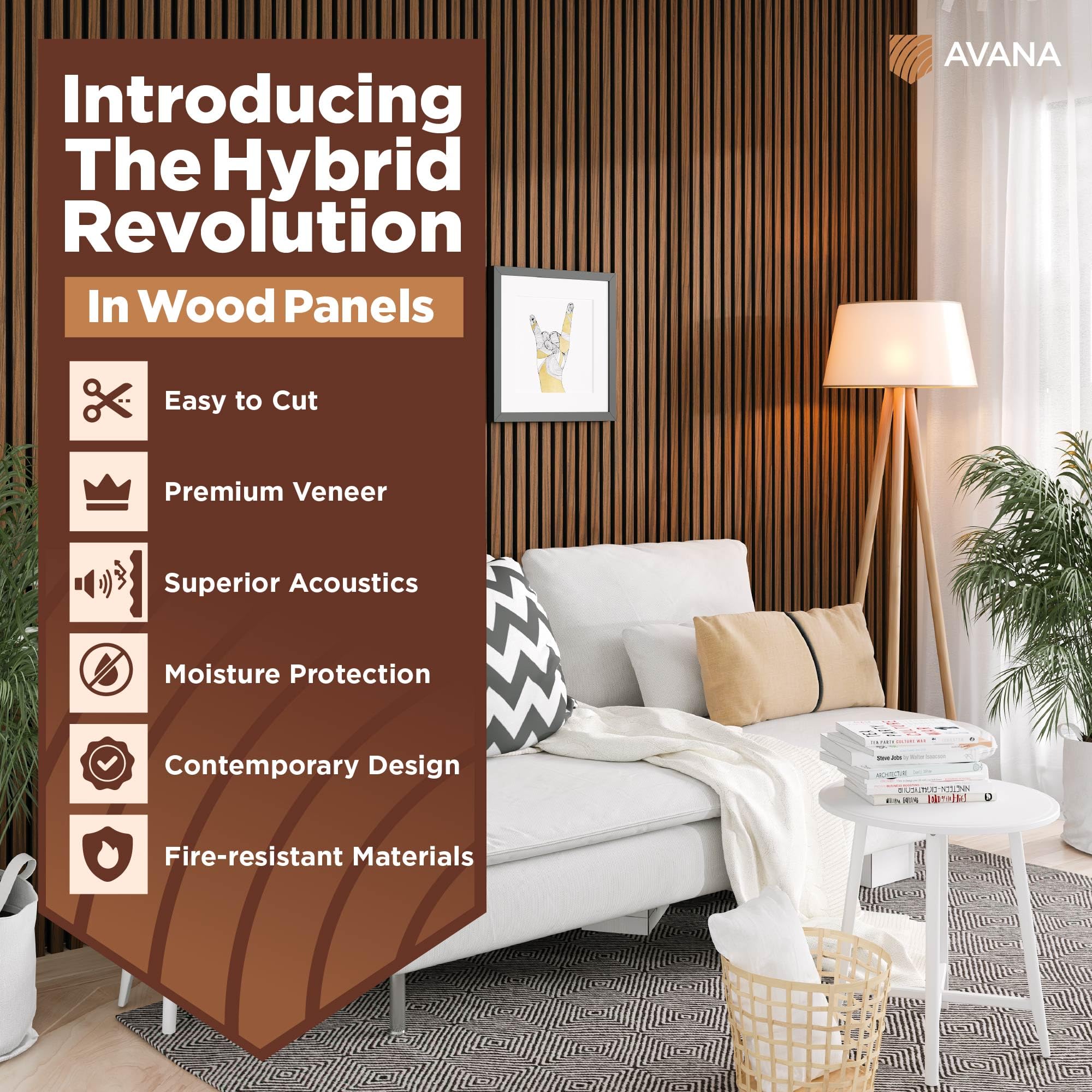 Avana Acoustic Wood Wall Panels - 47.2 X 12.6 Inch Walnut Acoustic Panels 1 PC - Wall Panels For Interior Wall Decor For Homes,
