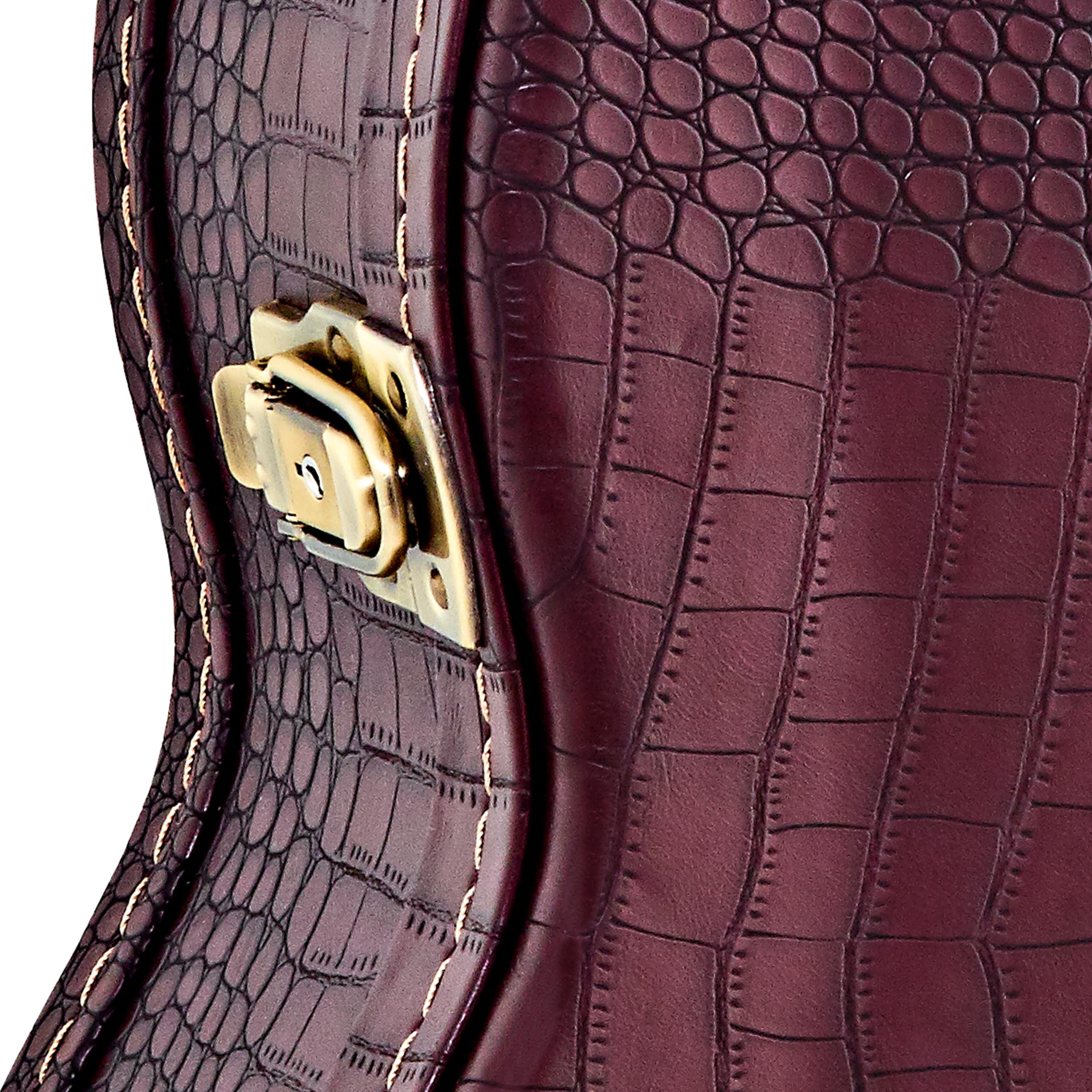 Ortega Guitars Full Size Classical Arched Deluxe Hardshell Case-15 mm Velvet Padding-Modern Brown Croco w/Vinatge Bronze Hardwar