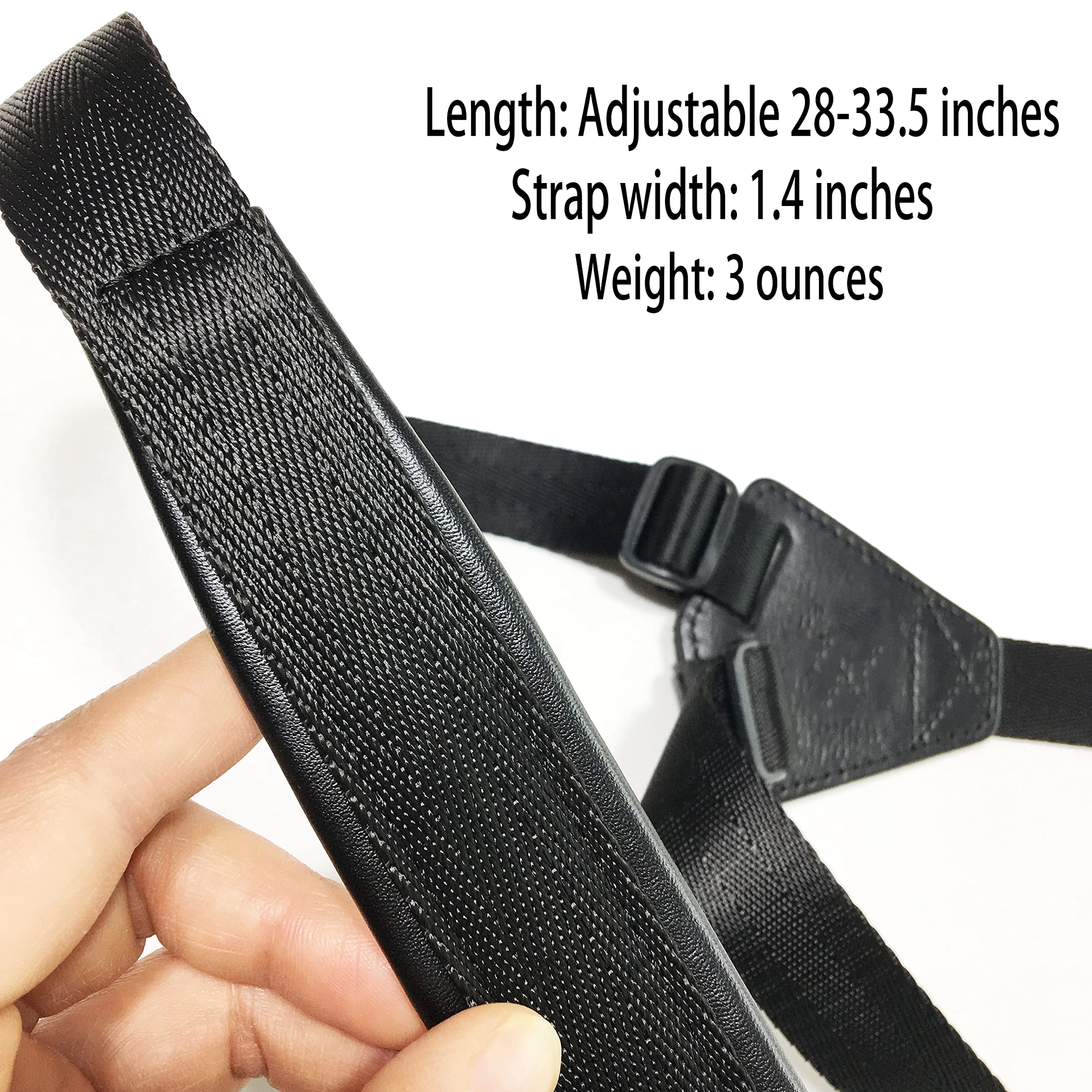 RAUYIVANY Classical Guitar Strap,Soft Leather Shoulder Strap Width 1.5 in, Length Adjustable 28-33.5 in, Suitable for Classical