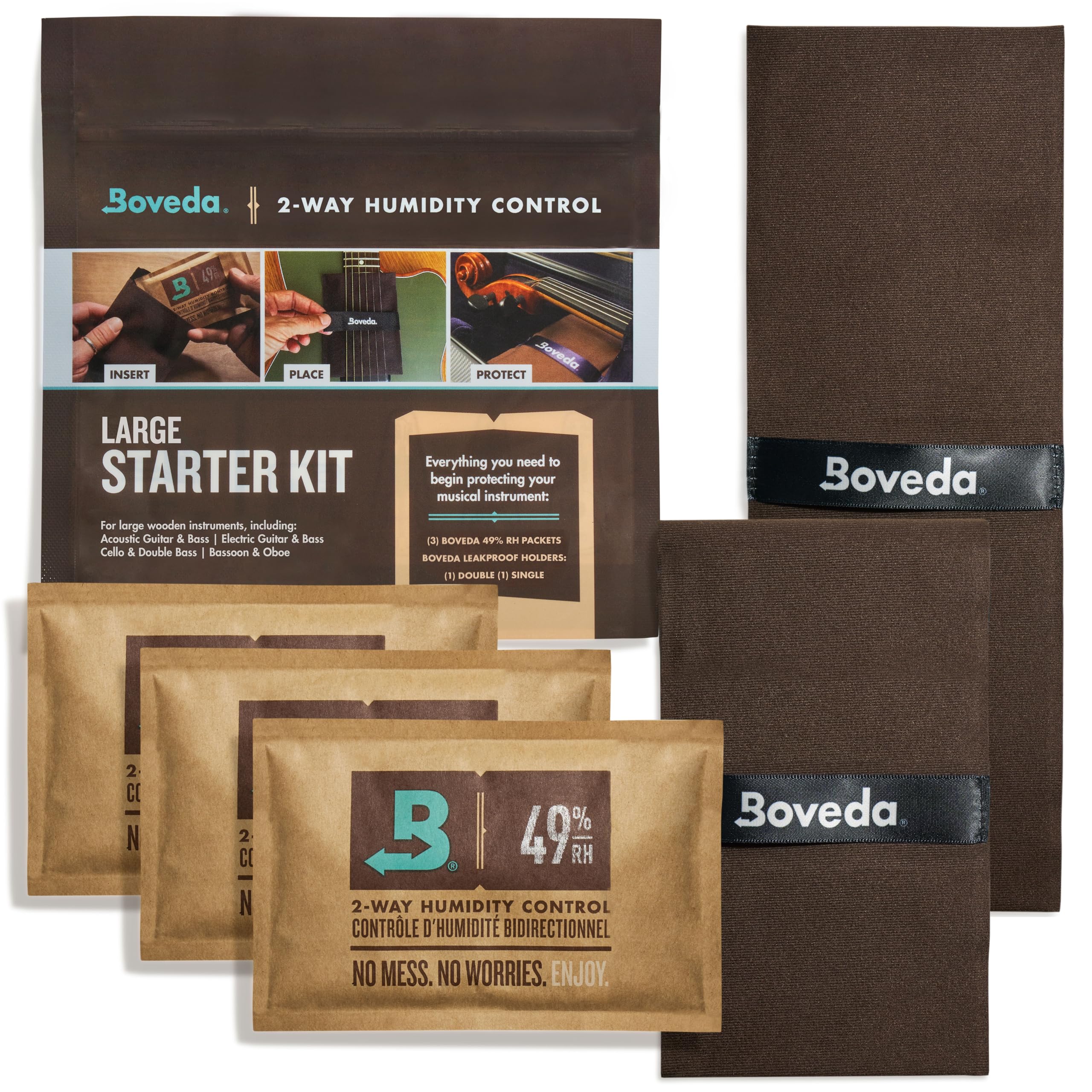 Boveda Music Large Starter Kit - (3) 49% Rh Standard Boveda - Ideal Two-Way Humidty Control For Most Climates - For Guitars & Ot