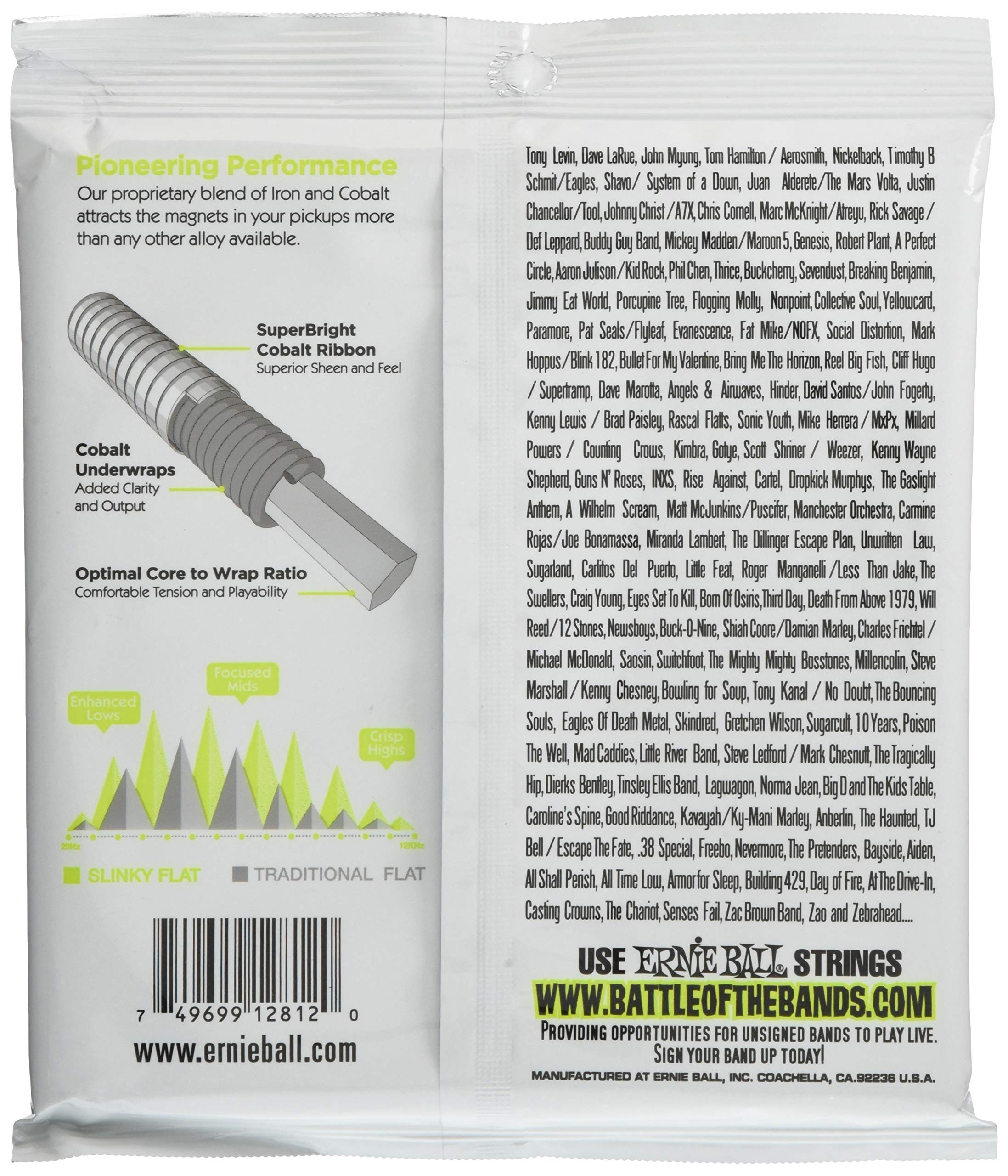 Regular Slinky Cobalt Flatwound Electric Bass Strings 50-105 Gauge