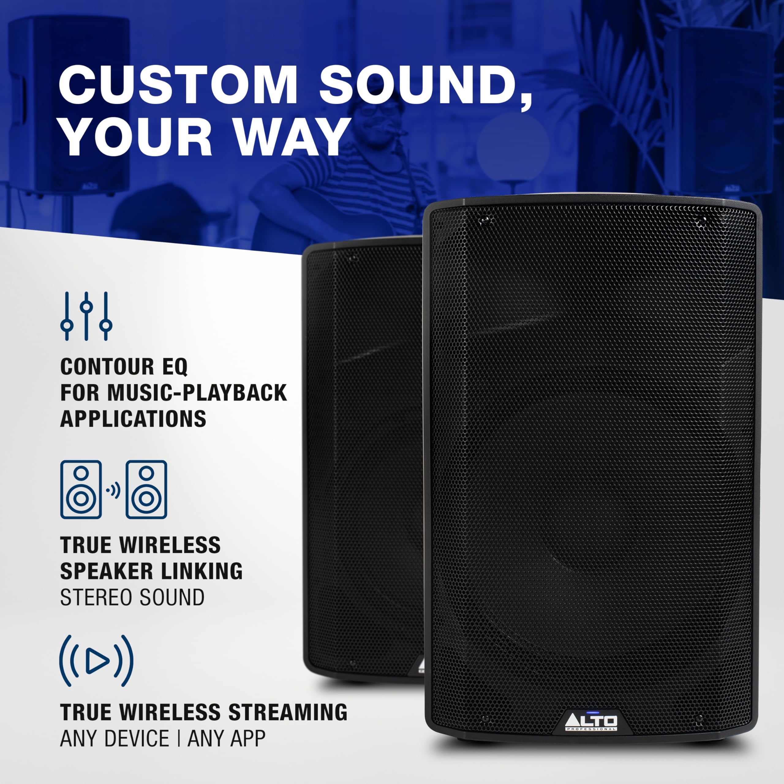 ALTO TX415 700W 15-Inch Powered PA Speaker with TWS Bluetooth, 2-Channel Mixer, for Outdoor DJ or Band Performances, Rehersals,