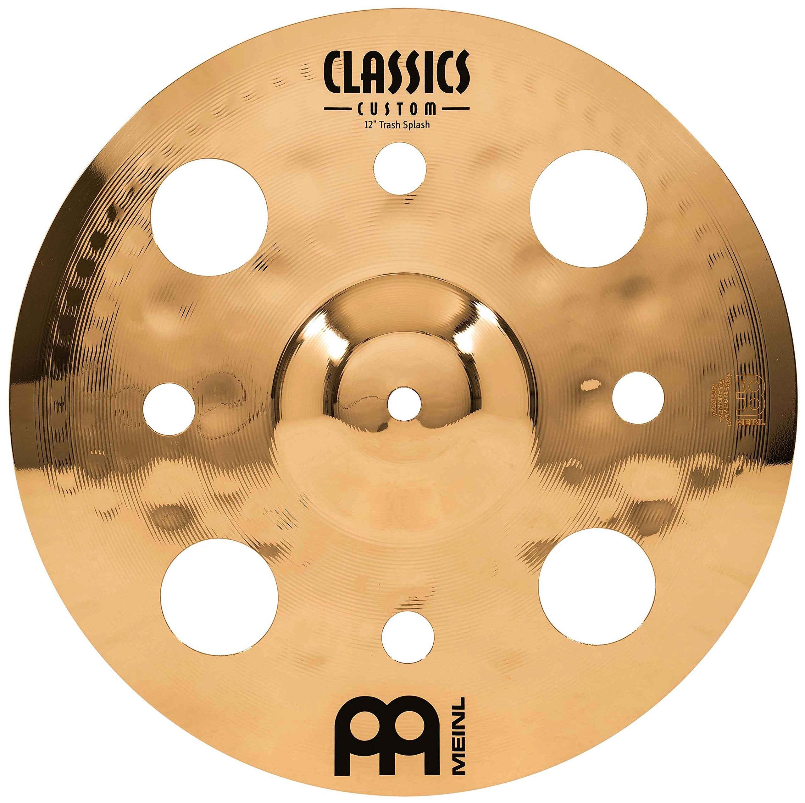 Meinl 12 Trash Splash Cymbal with Holes - Classics Custom Brilliant - Made In Germany, 2-YEAR WARRANTY (CC12TRS-B)