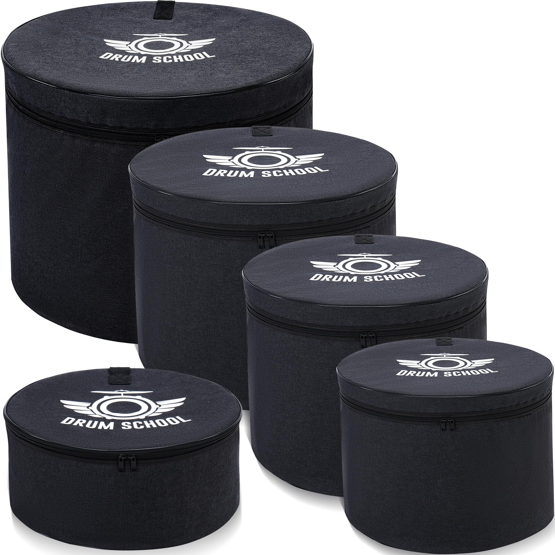 Fusion 16 Drum Carrying Case Set: 5-pcs Thick Padded Bags - 10 & 12 Tom, 14 Snare, 16 Floor Tom, 22 x 18 Bass Drum