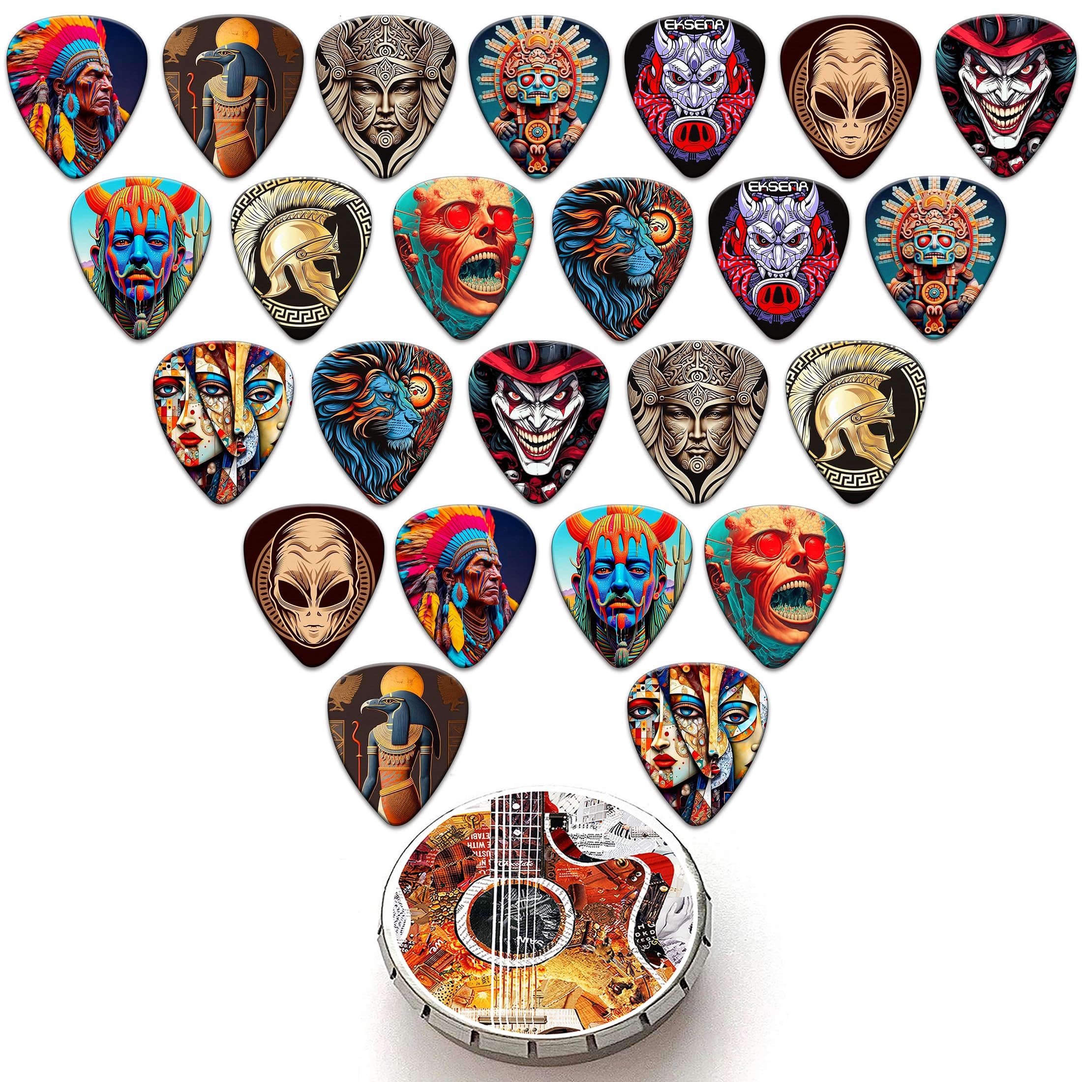 Guitar Picks,24 Pack Guitar Pick Medium Thickness,Guitar Picks Variety Pack For Electric Acoustic Guitar, Bass, Ukulele (Mix-11)