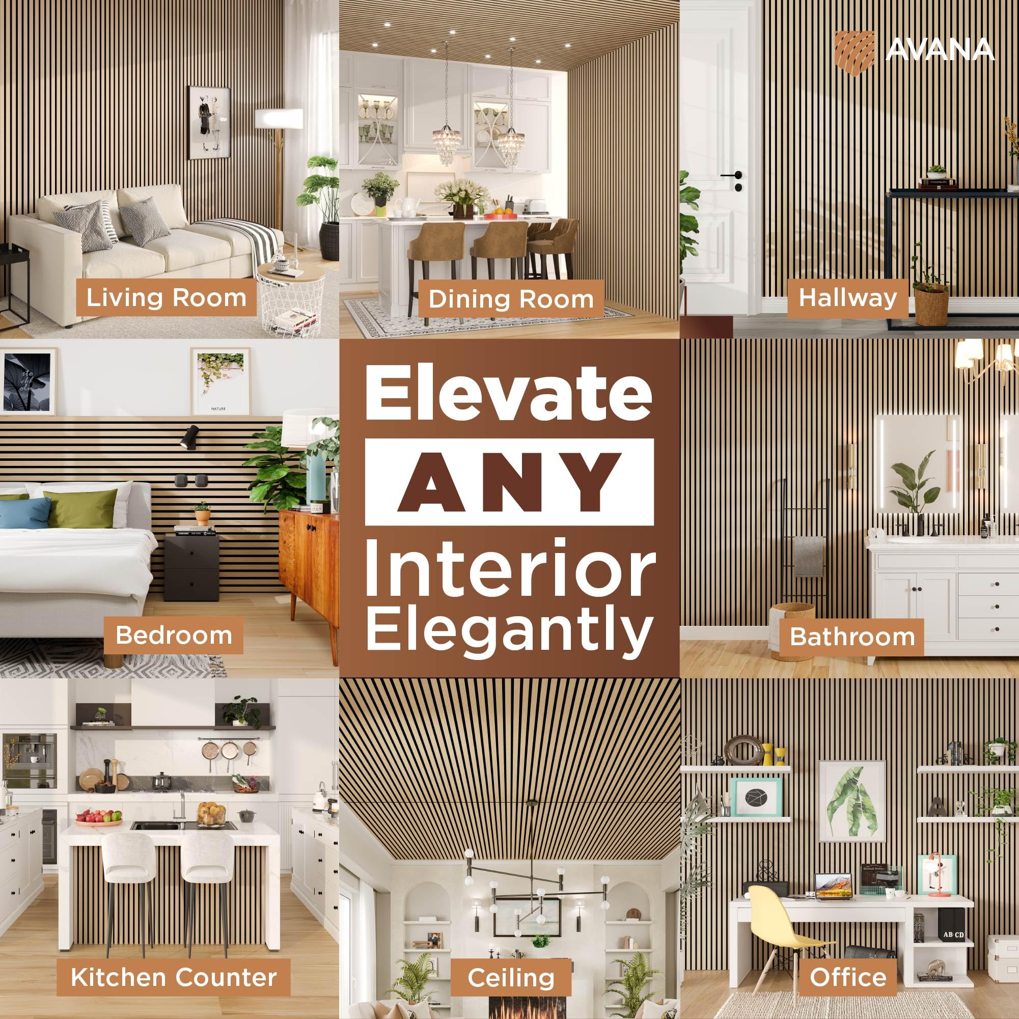 Avana Modern Acoustic Wood Wall Panels - 94.4 X 12.6 Inch White Oak Acoustic Panels 1 PC - Wall Panels For Interior Wall Decor f