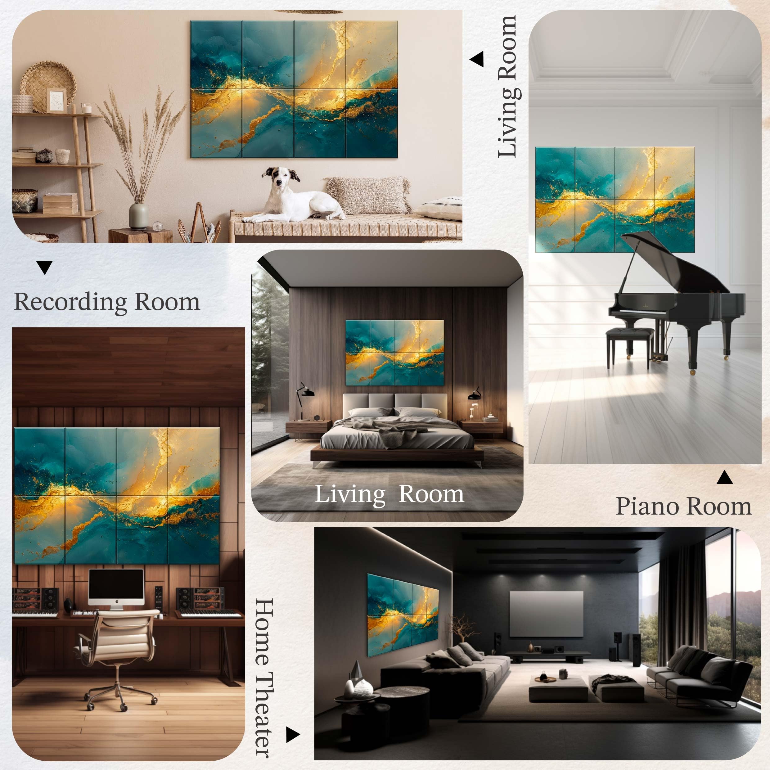 Soon Global Acoustical Wall Panels, 48 X 32 Inches Art Acoustic Panels, Decorative Acoustic Panels, Acoustic Wall Panels, Sound