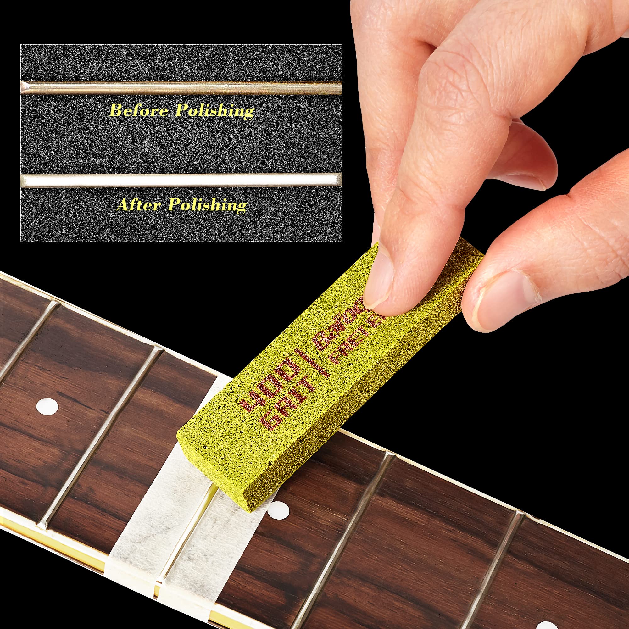 Guitar Fret Erasers, Fret Polishing Abrasive Rubber Blocks, Fret Cleaner Kit, Fret Polish Kit for Fretwire String and Metal, Set