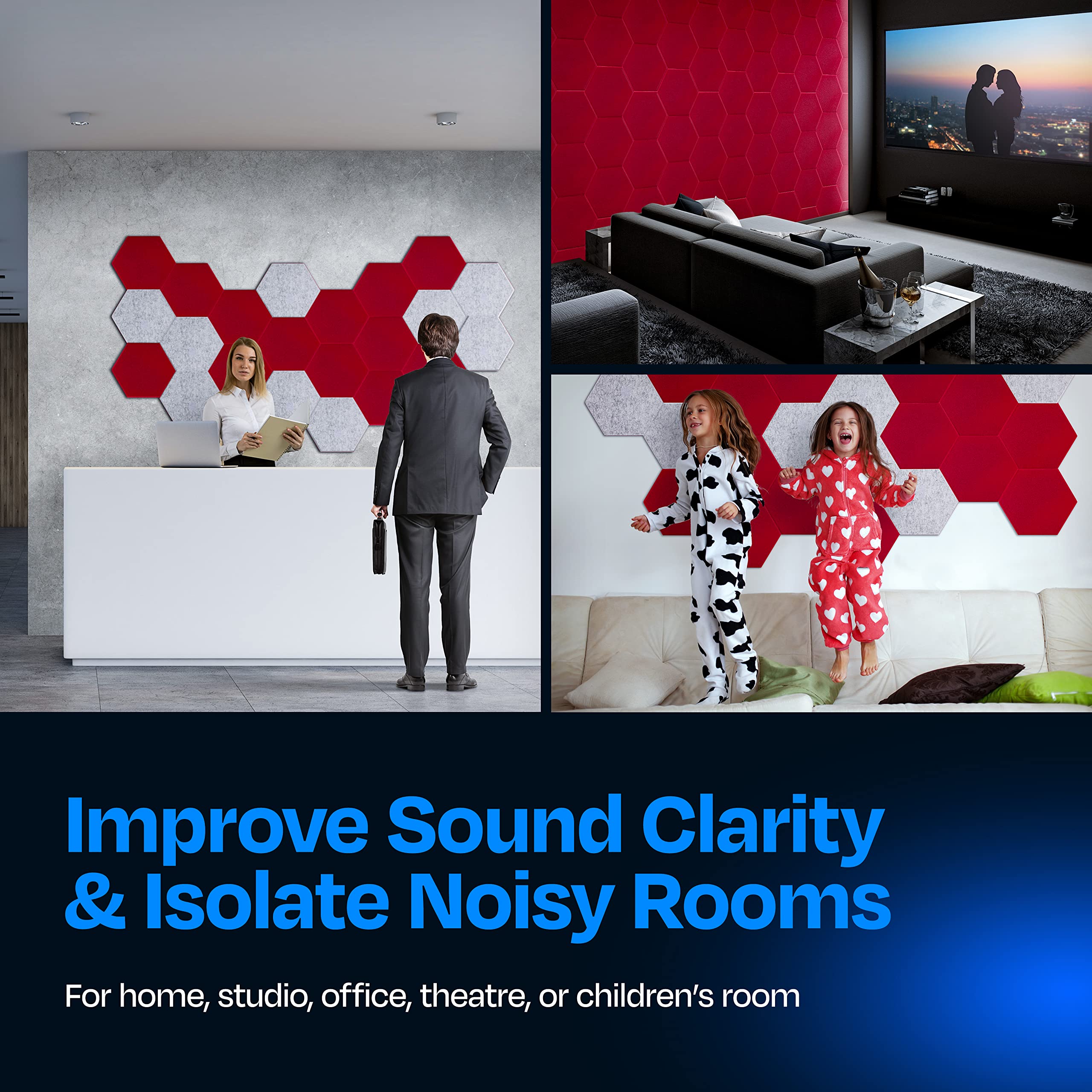 Ekkogo Acoustic Panels 12-Pack Soundproof Wall Panels 14''X13''X0.4'' Sound Panels High Density Sound Dampening Panels - [Candy