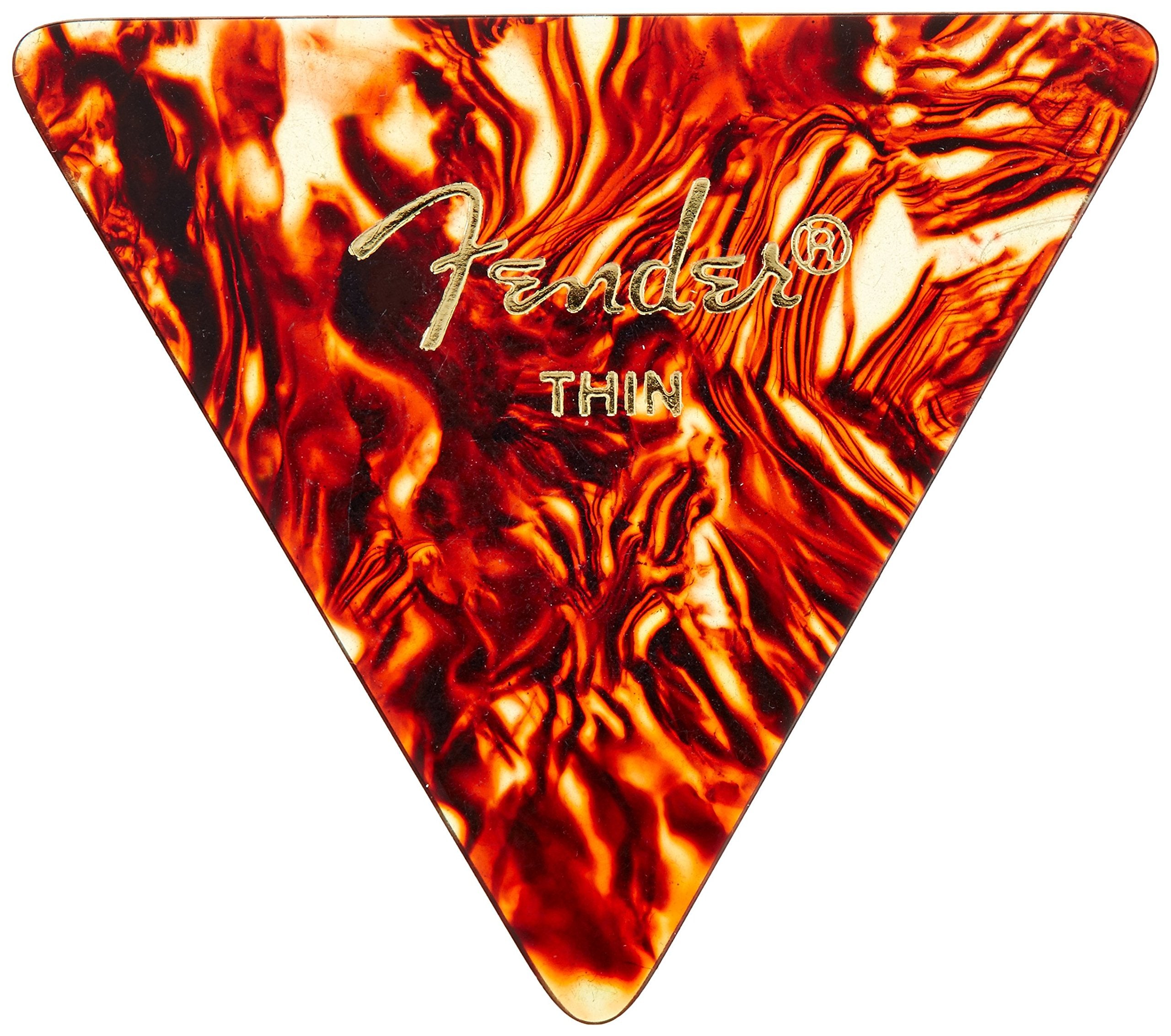 Fender Classic Celluloid Guitar Picks 355 Shape, Tortoise Shell, Thin, 12-Pack