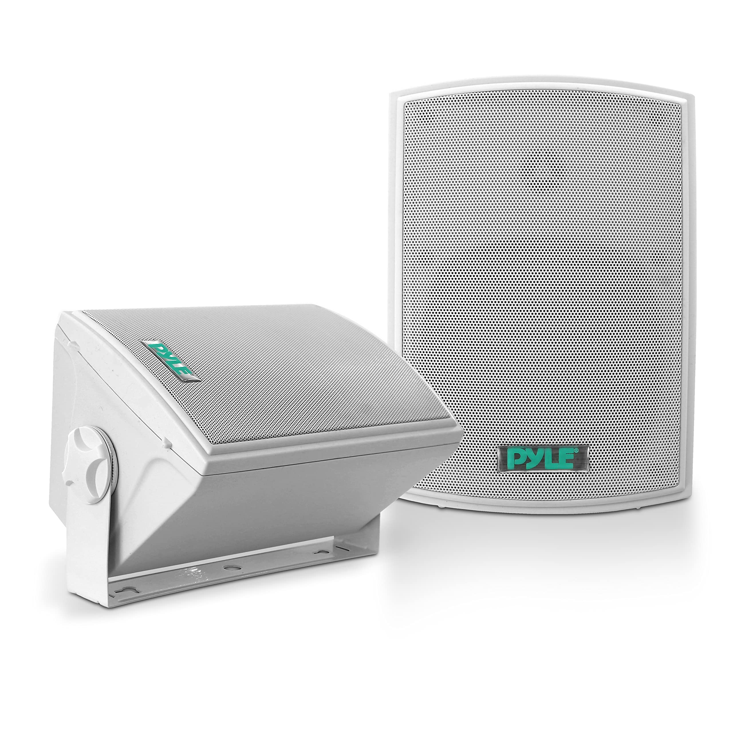 Pyle Dual Waterproof Outdoor Speaker System - 5.25 Inch Pair of White Weatherproof Wall/Ceiling Mounted Speakers w/Heavy Duty Gr