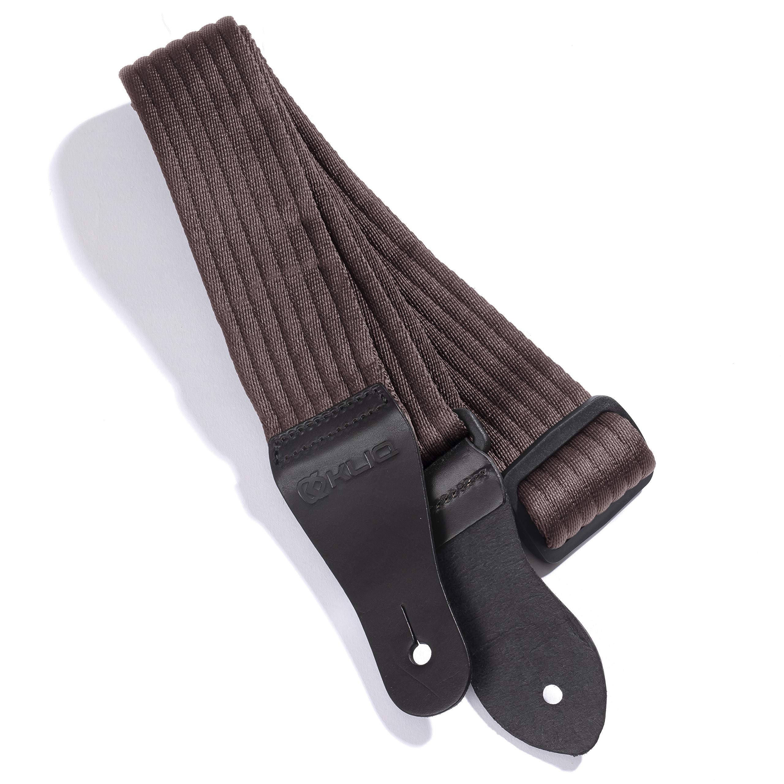 Kliq Vintage Woven Guitar Strap For Acoustic And Electric Guitars (Simple Woven, Brown)
