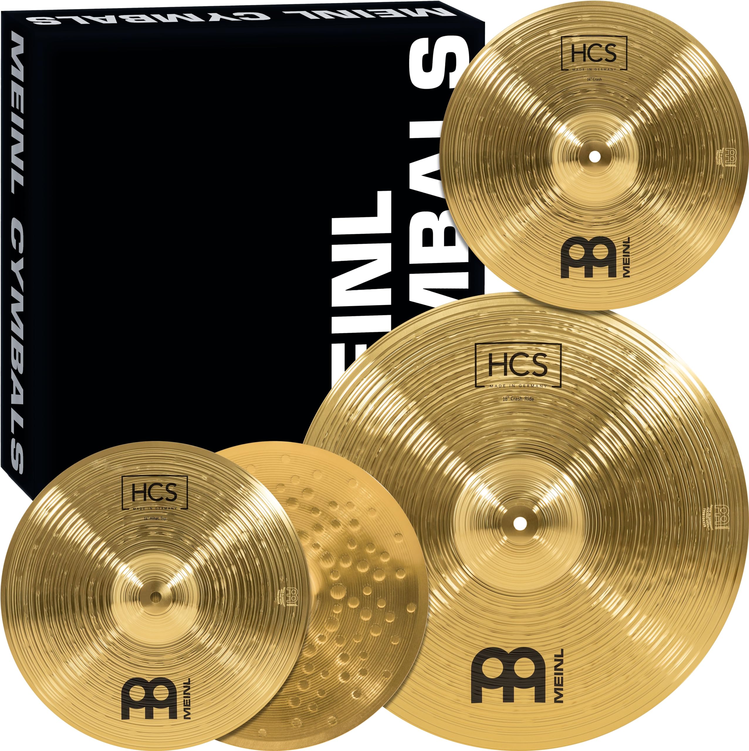 Meinl Cymbal Set Box Pack with 14    Hihats, 18    Crash/Ride, Plus a FREE 14    Crash - HCS Traditional Finish Brass - Made In 