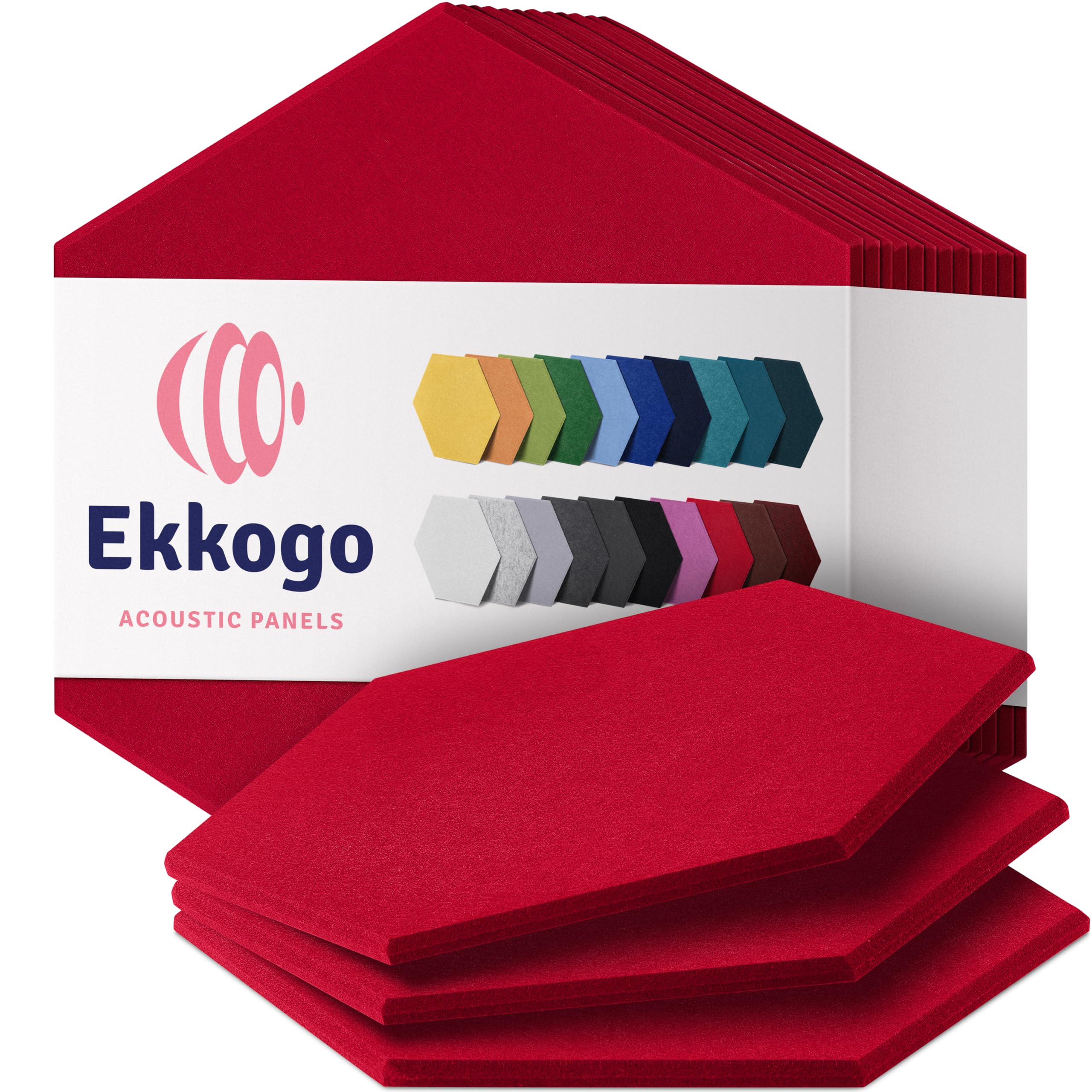 Ekkogo Acoustic Panels 12-Pack Soundproof Wall Panels 14''X13''X0.4'' Sound Panels High Density Sound Dampening Panels - [Candy