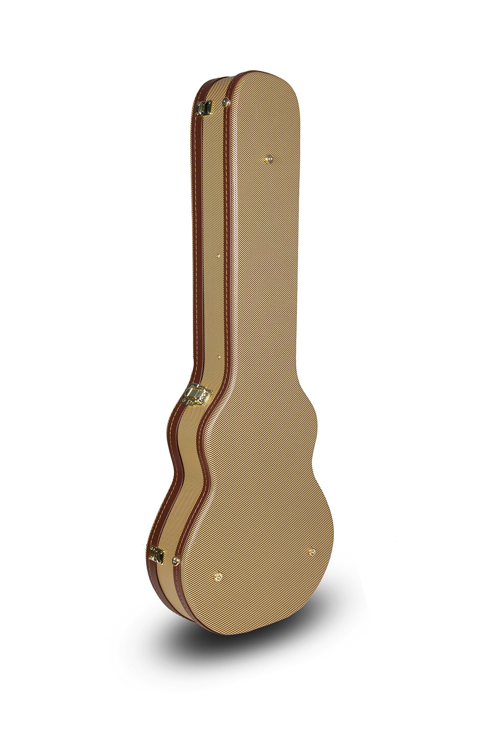 Crossrock Hardshell Arch Top Wood Case fits Les Paul Electric Guitars-Vinyl Tweed(CRW620LTW)