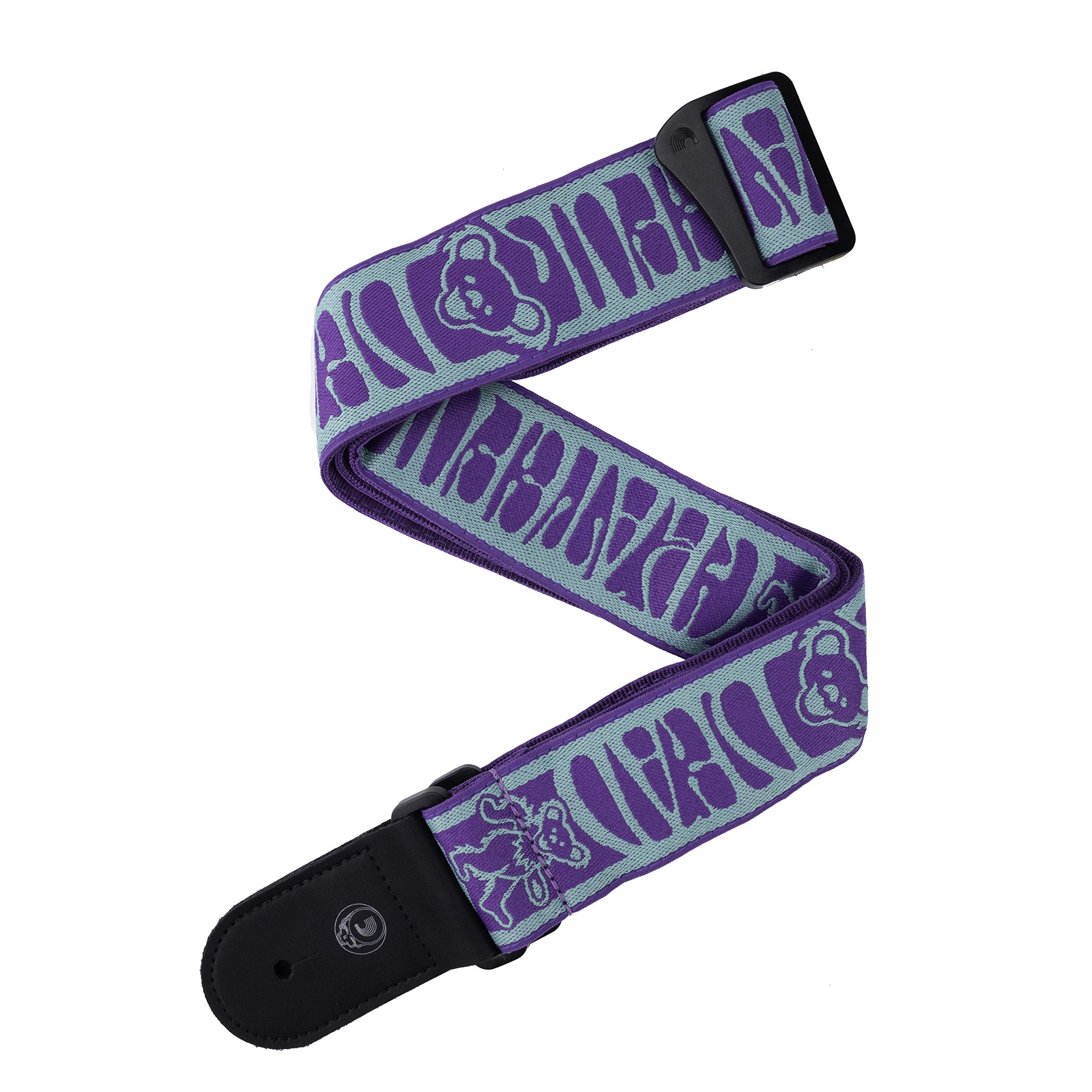 D'Addario Grateful Dead Woven Guitar Strap Dancing Bears, Teal/Purple (50GD03)