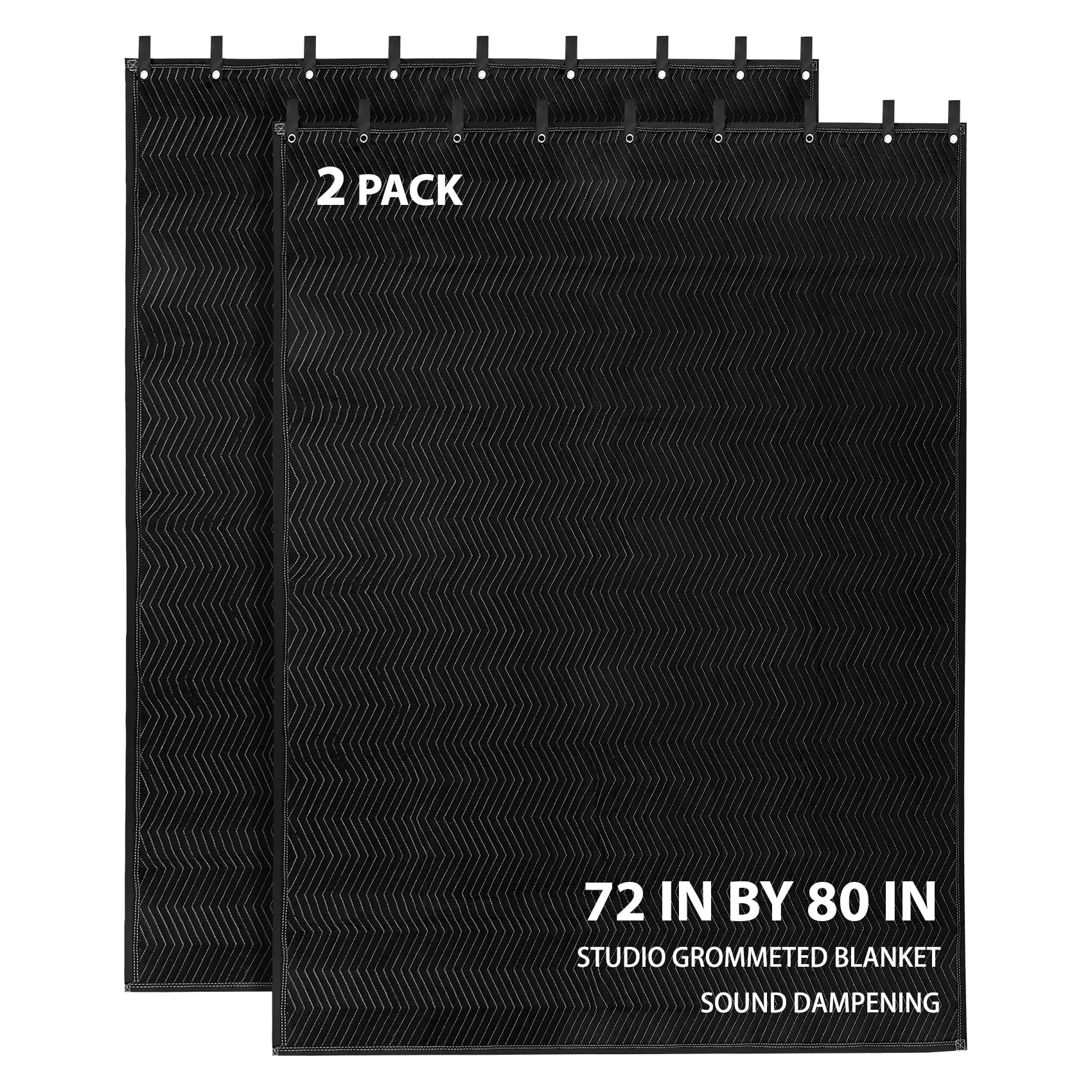 2 Pcs Large Sound Dampening Blanket 80 x 72, 850GSM Acoustic Blanket with Grommets, Heavy Duty Studio Sound Absorption Blankets,
