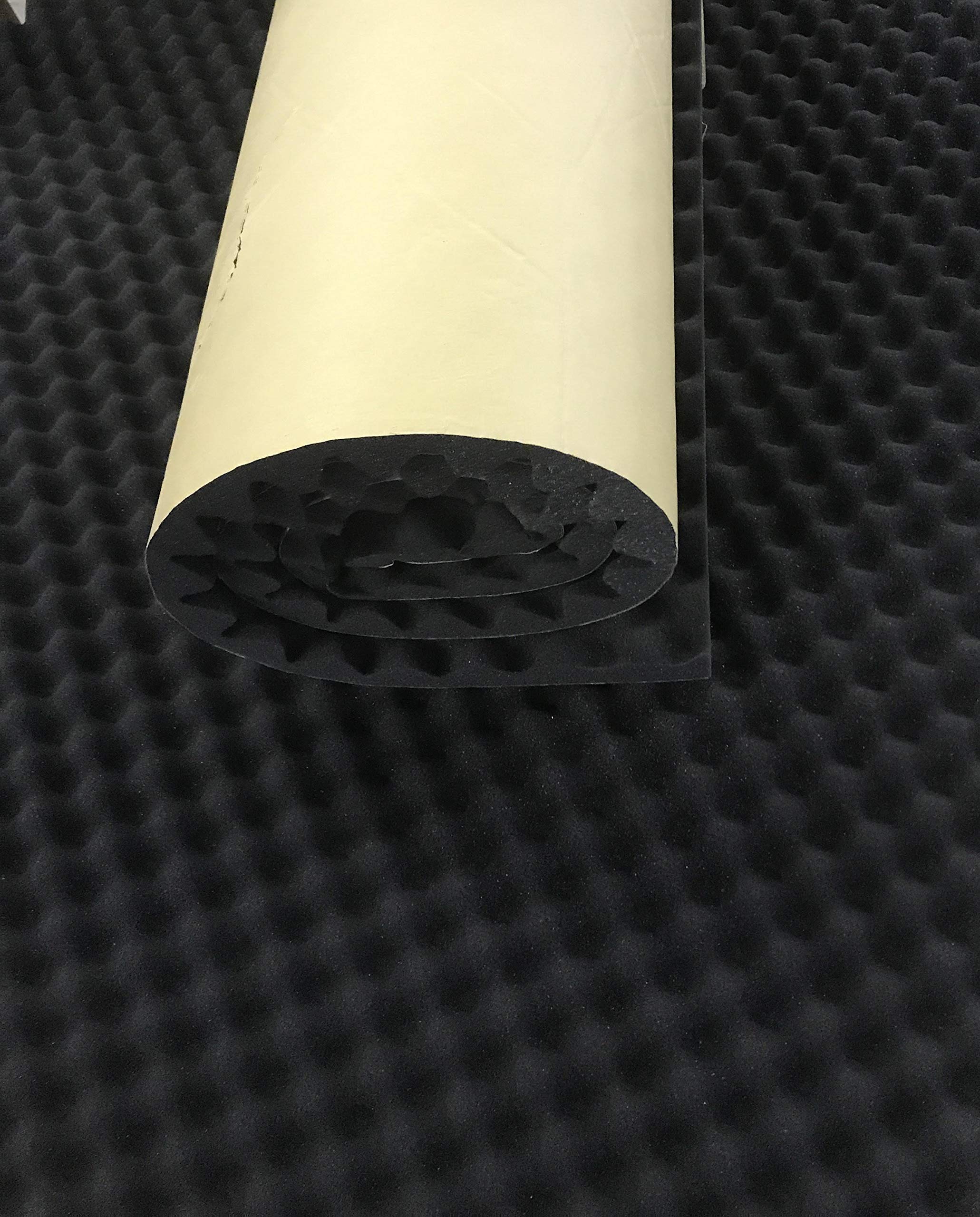 BookishBunny Self Adhesive High Density Acoustic Foam Egg Crate Panel Studio Foam Wall Panel 39'' x 78'' (1.5'' Black)