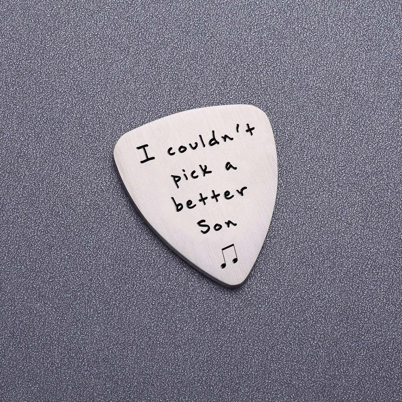 Gifts for Son from Mom Dad - I Couldn't Pick A Better Son Guitar Pick Jewelry, Personalized Musician Gifts, Birthday Graduation