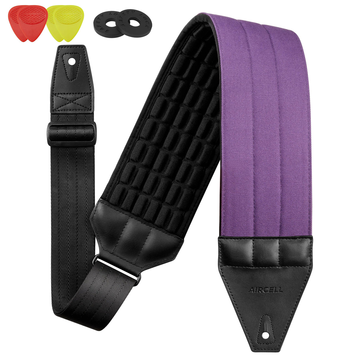 Amumu Airaft Bass & Guitar Strap - 4'' Ultra Wide, 0.7'' Thick, Breathable 3D Air Cell Cushions, Cotton Canvas Top, Neoprene Pad