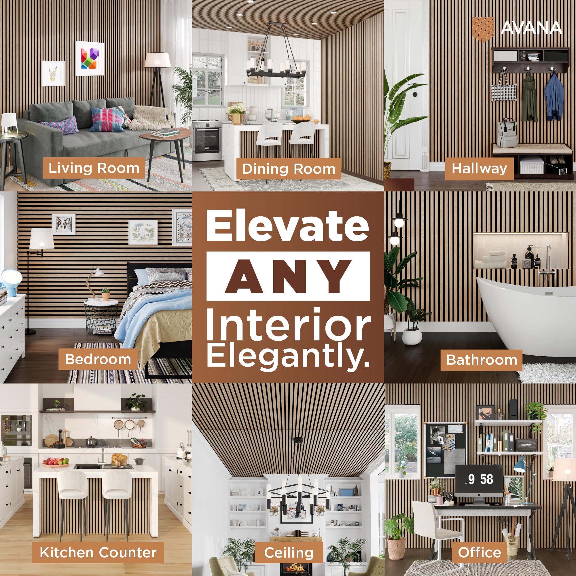 Avana Acoustic Wood Wall Panels - 94.4 X 12.6 Inch White Oak Acoustic Panels 2 PCs - Wall Panels For Interior Wall Decor For Hom