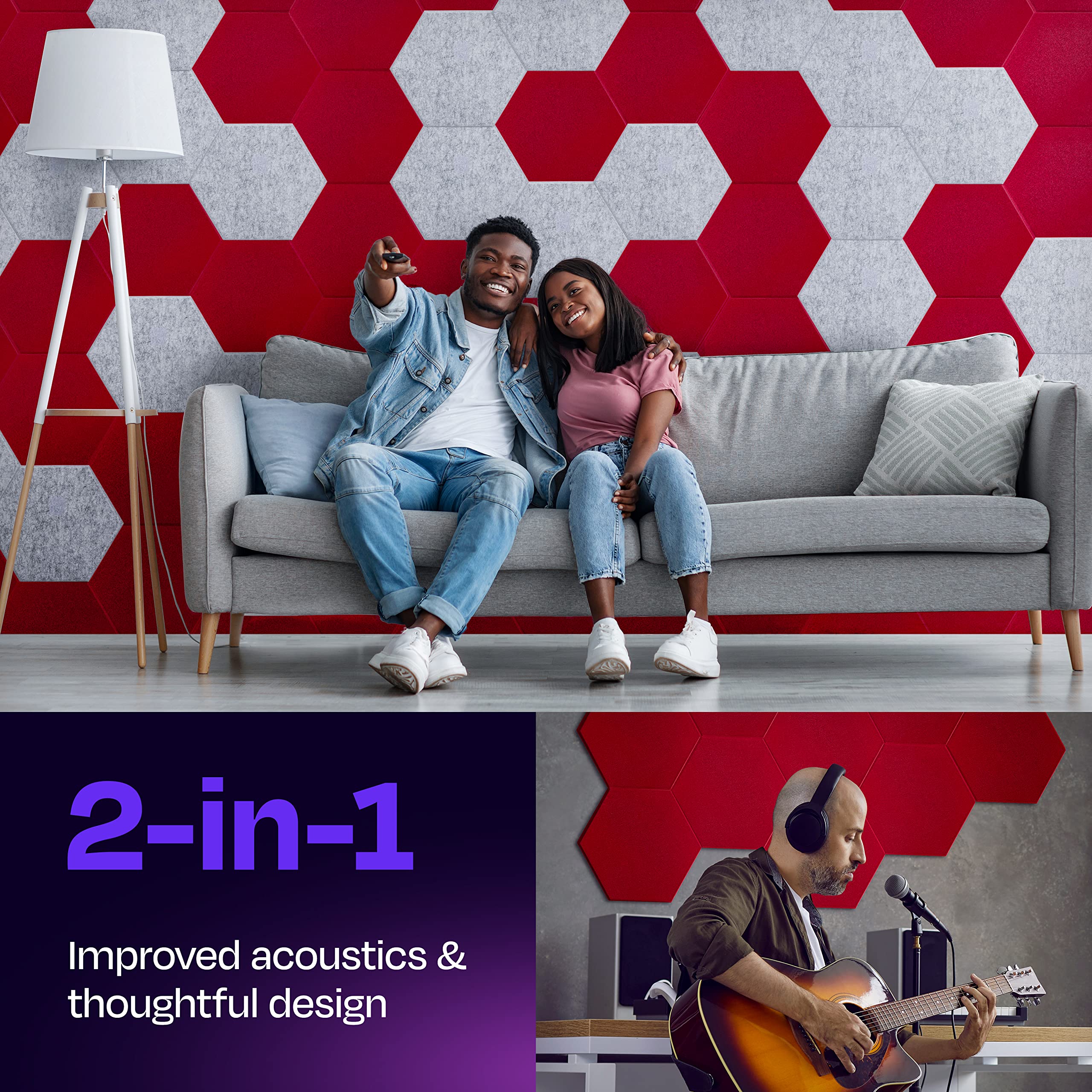 Ekkogo Acoustic Panels 12-Pack Soundproof Wall Panels 14''X13''X0.4'' Sound Panels High Density Sound Dampening Panels - [Candy