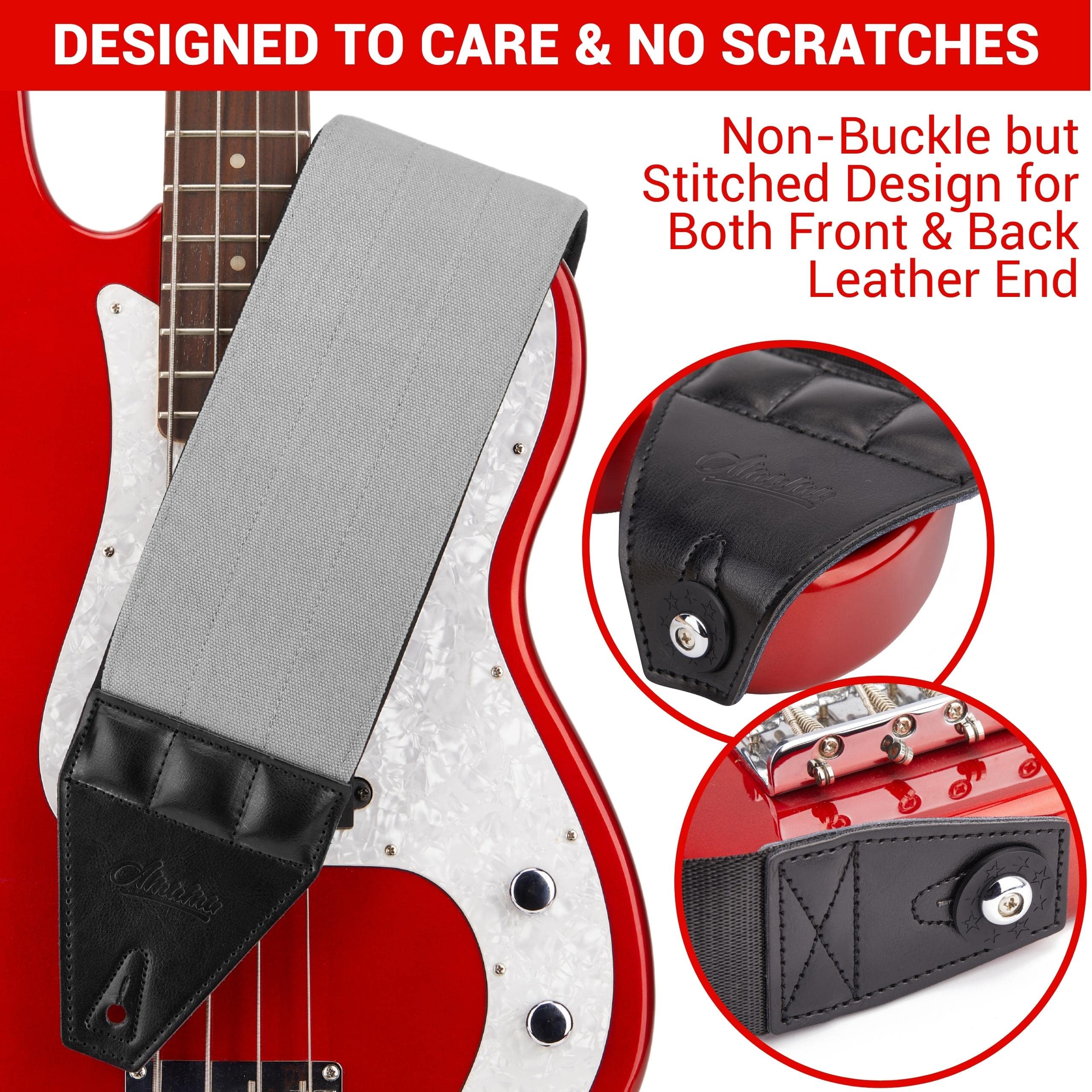 Amumu AIRAFT Bass & Guitar Strap 4'' Ultra Wide - 0.7'' Thick Breathable Convex 3D Air Cell Cushions - Neoprene Padding - Cotton